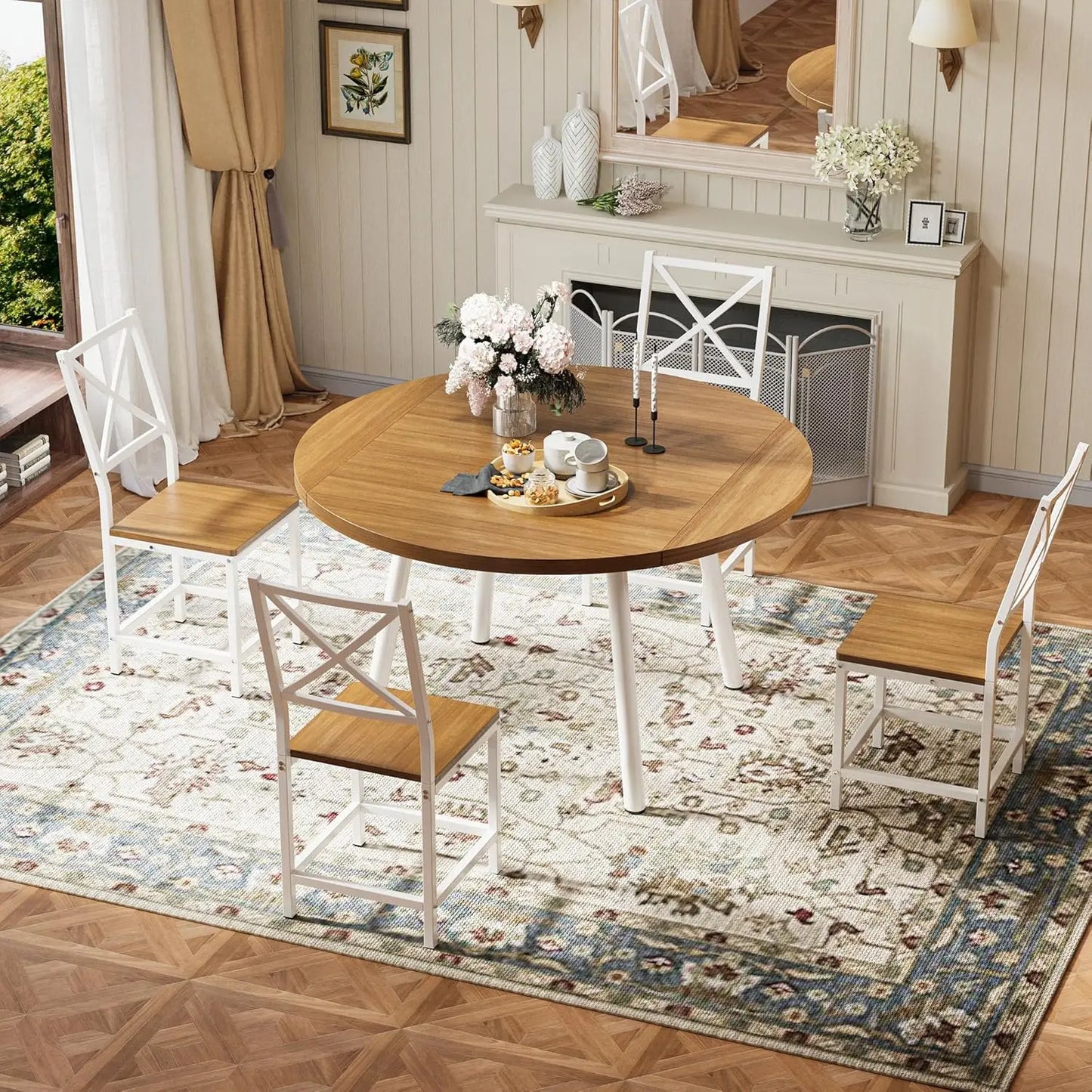 IRONCK Dining Table Set For 4 With 4 Stools Dining Room