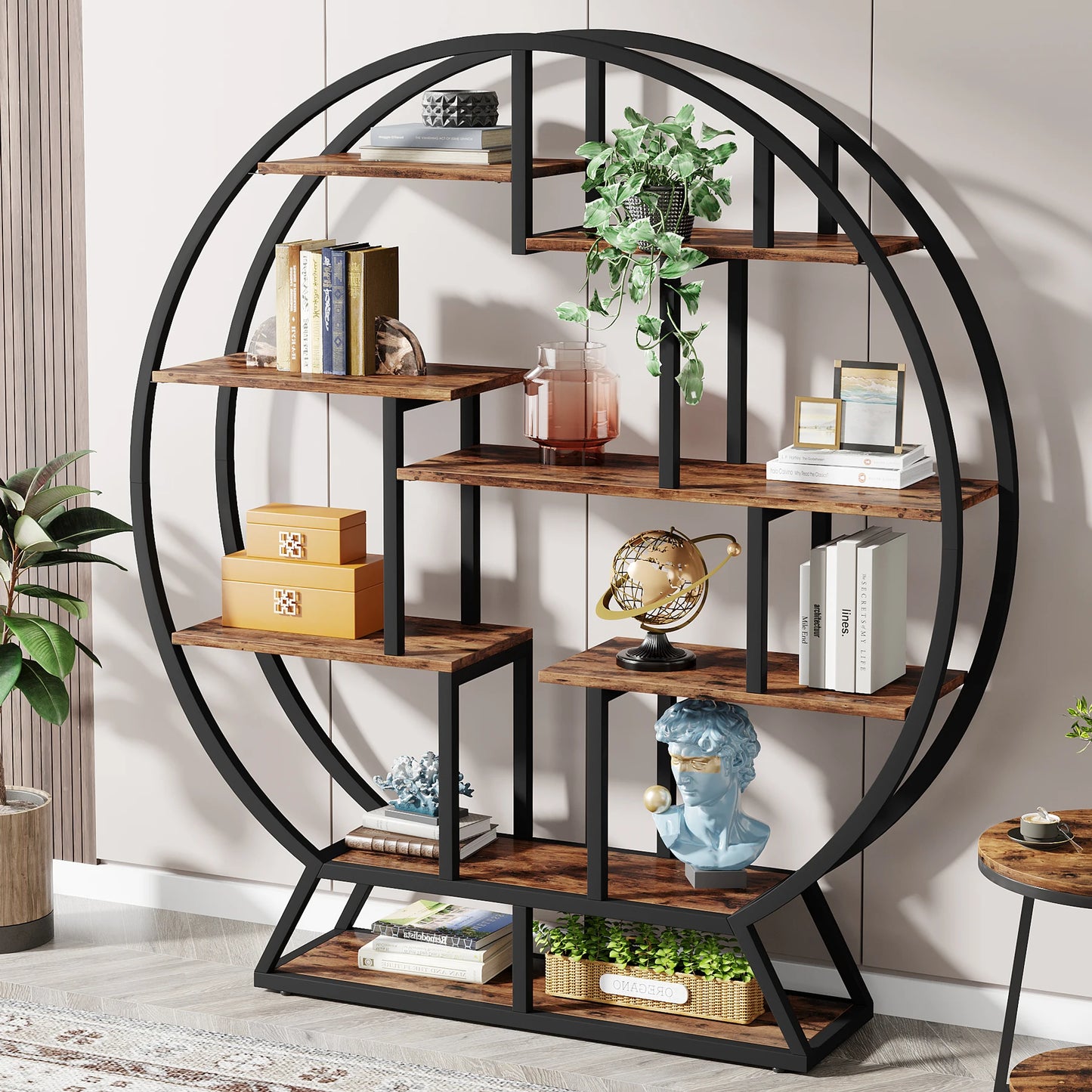 Tribesigns Round Etagere Bookshelf with Five Shelves