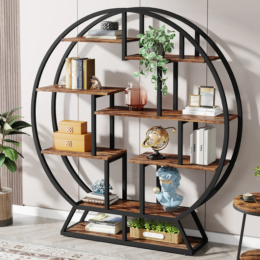 Tribesigns Round Etagere Bookshelf with Five Shelves