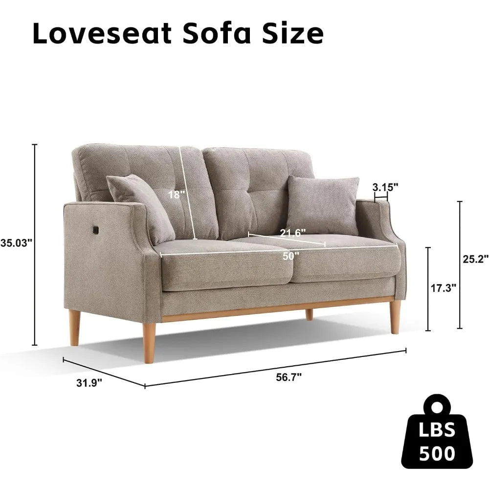 Ticify Velvet Upholstered Loveseat Sofa With USB Port