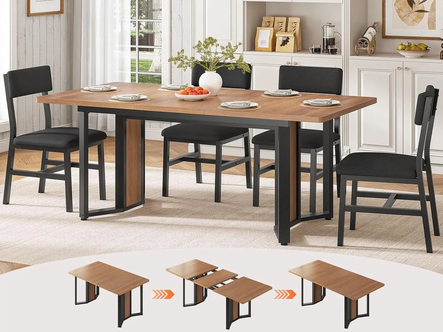 OIMG Extendable Dining Table Set For 4 6 With Chairs
