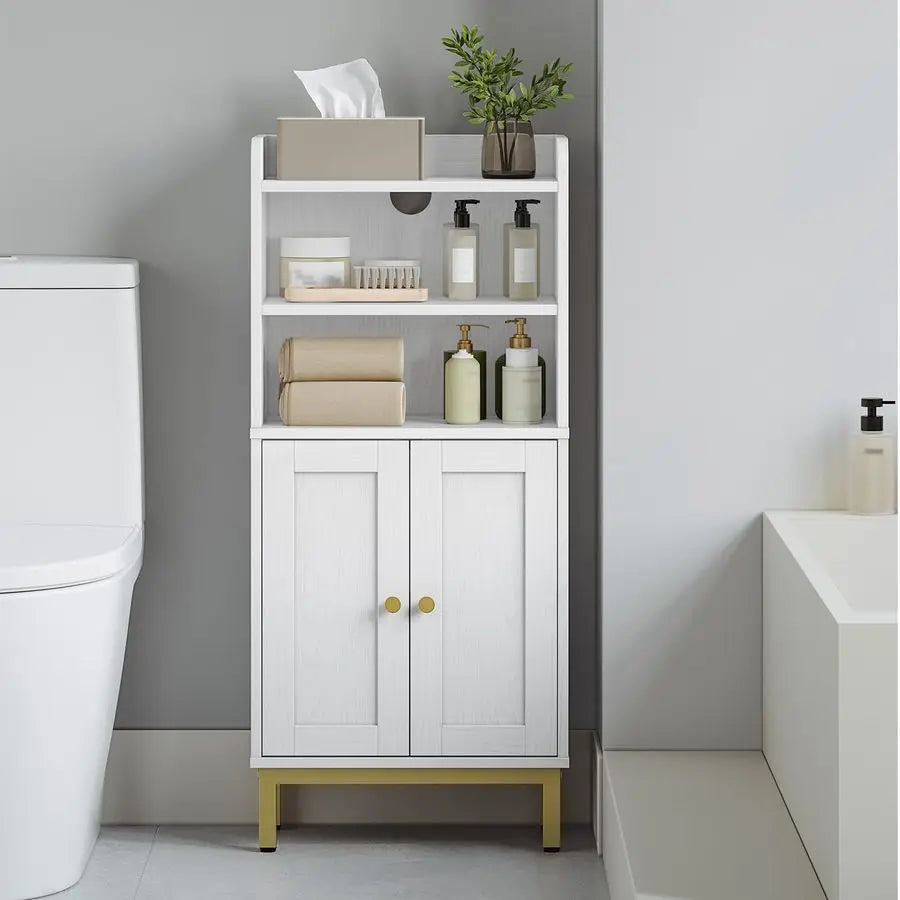 XMSJ Bathroom Storage Cabinet Two Door Corner Organizer