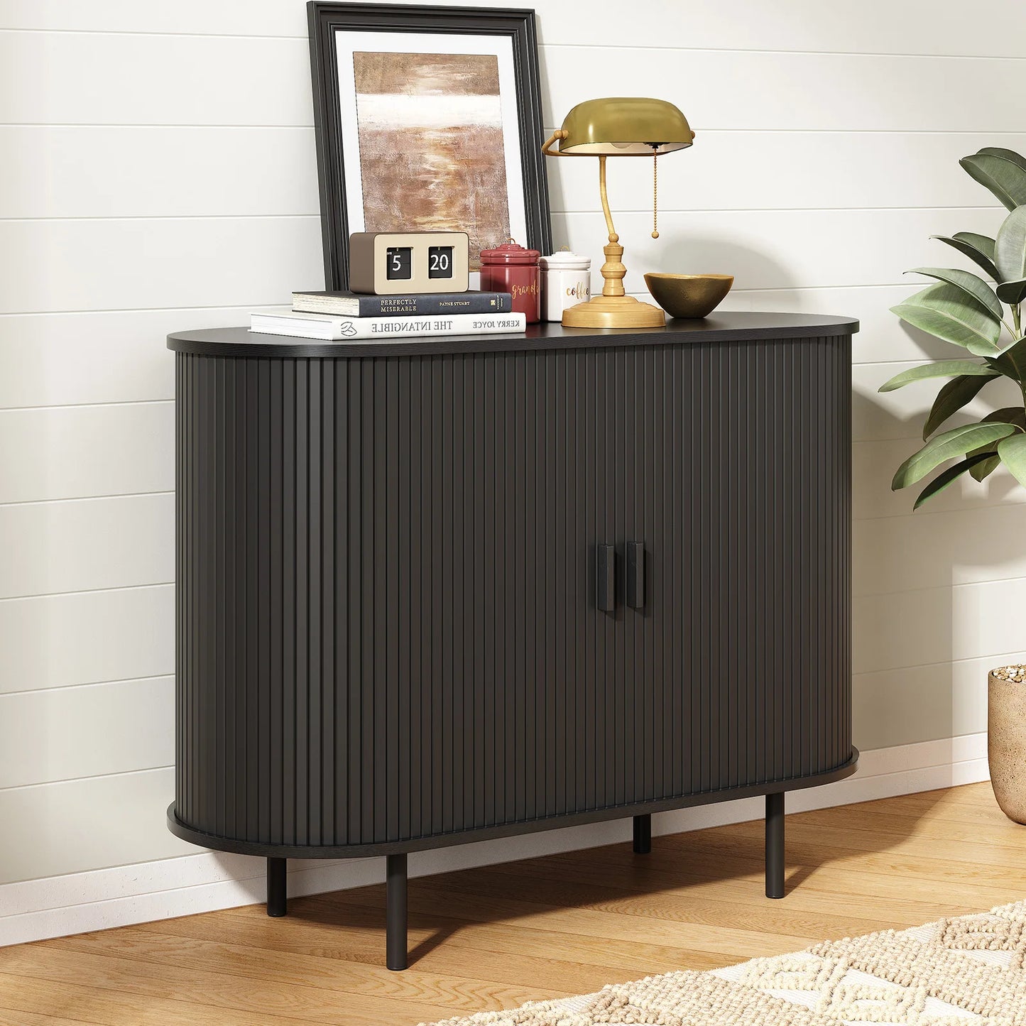 Wood Sideboard Buffet Cabinet With Adjustable Shelves Living Room