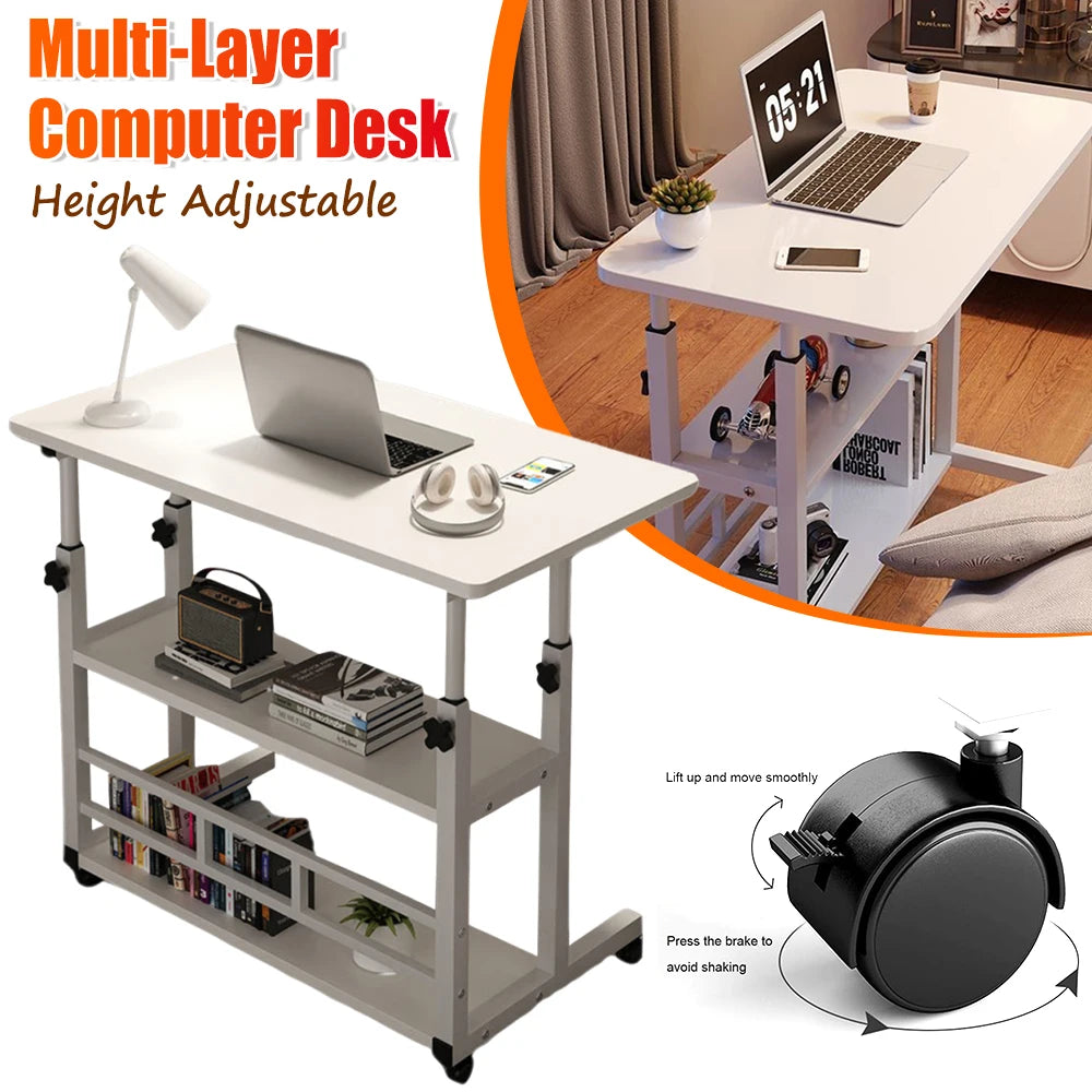 APWIKOGER Multi Layer Standing Desk Height Adjustable Wooden Computer Desk Workstation Bedside Table For Home Office