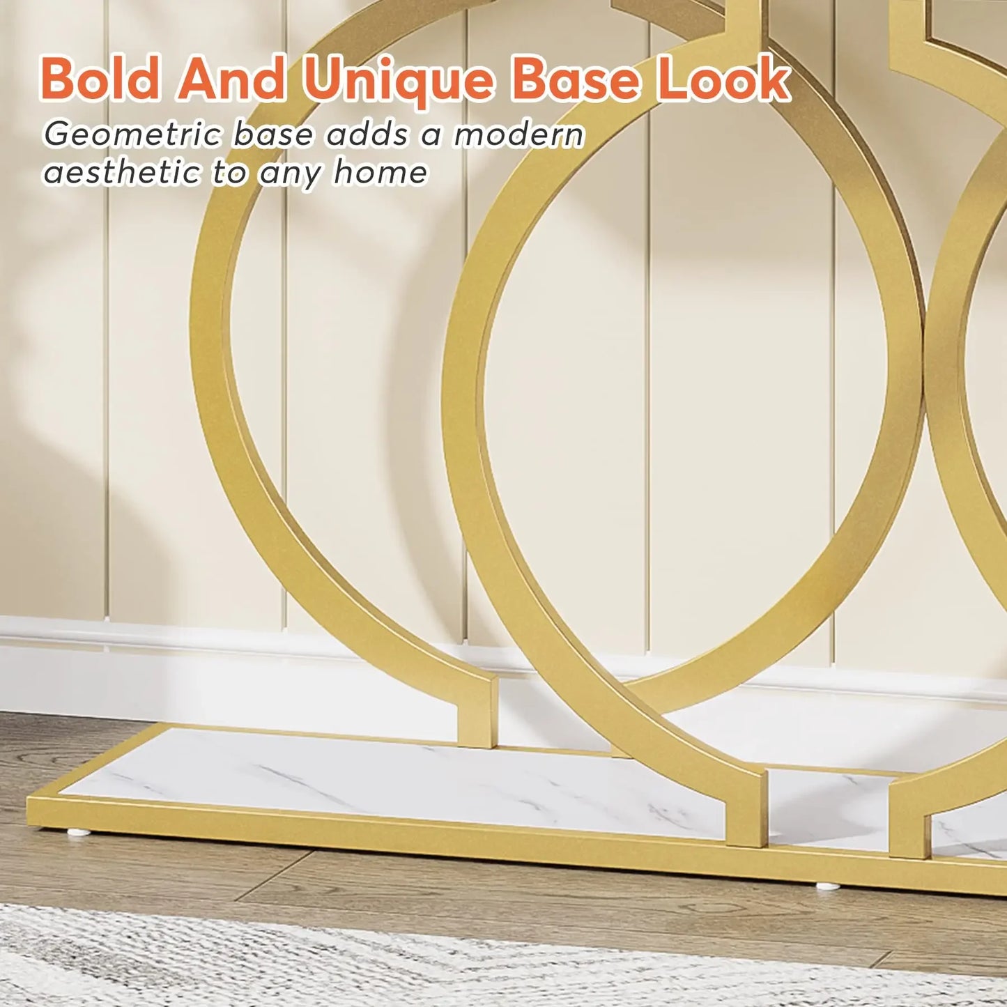 Tribesigns Modern Ultradurable MarbleSurface Console Table With Iron Frame EntrywayDecor