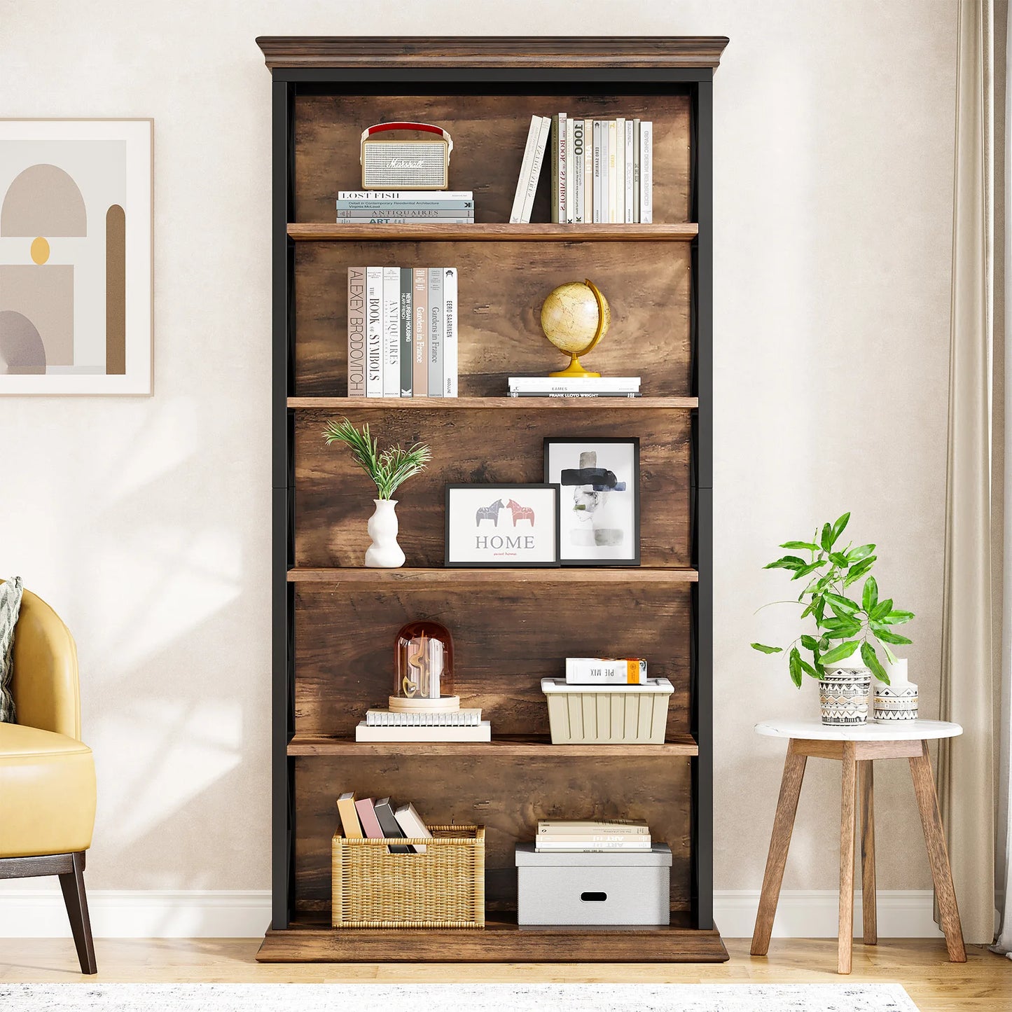 Tribesigns 5 Tier Bookcase Industrial Floor Standing Bookshelf