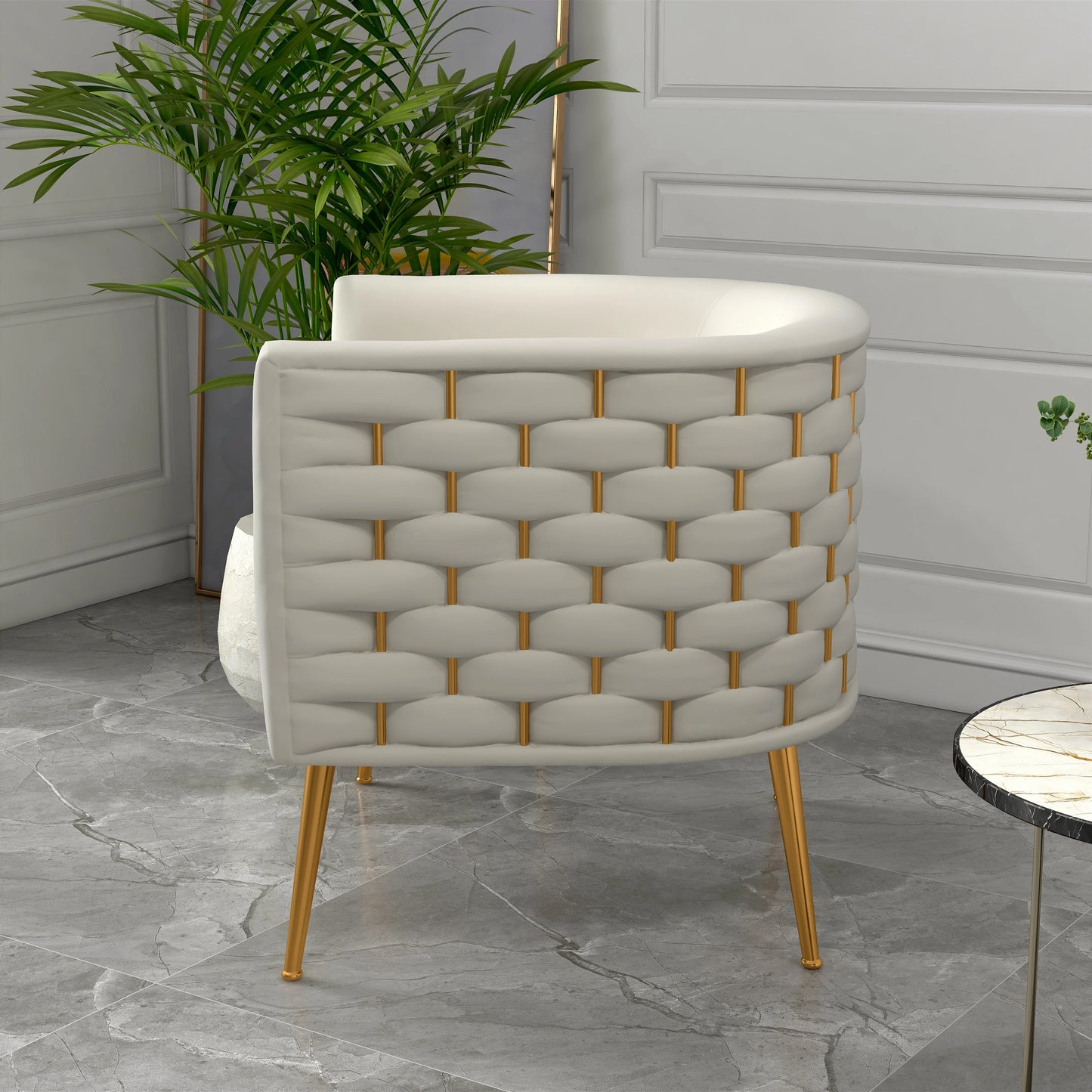 Modern Velvet Round Accent Chairs Set for Living Room