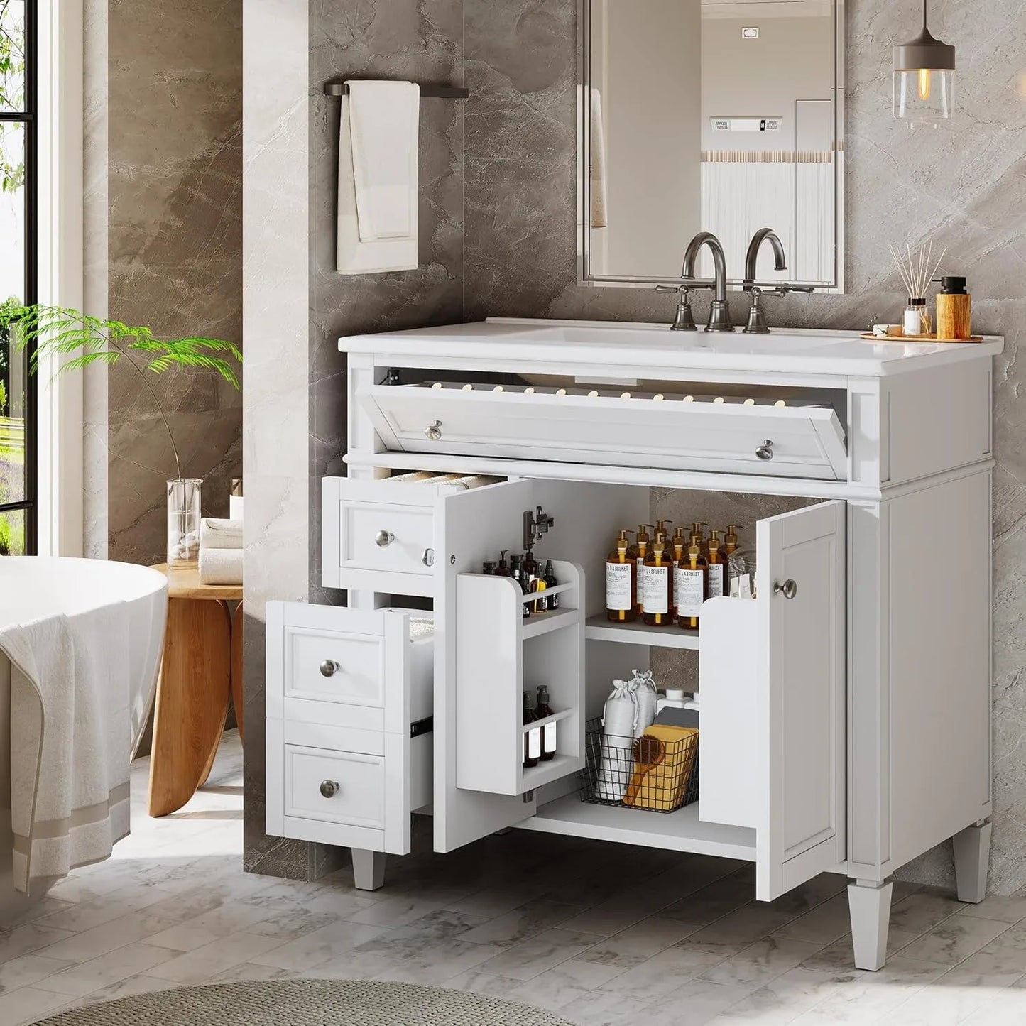 Bathroom Vanity With Sink Cabinet And 4 Drawers 2 Doors