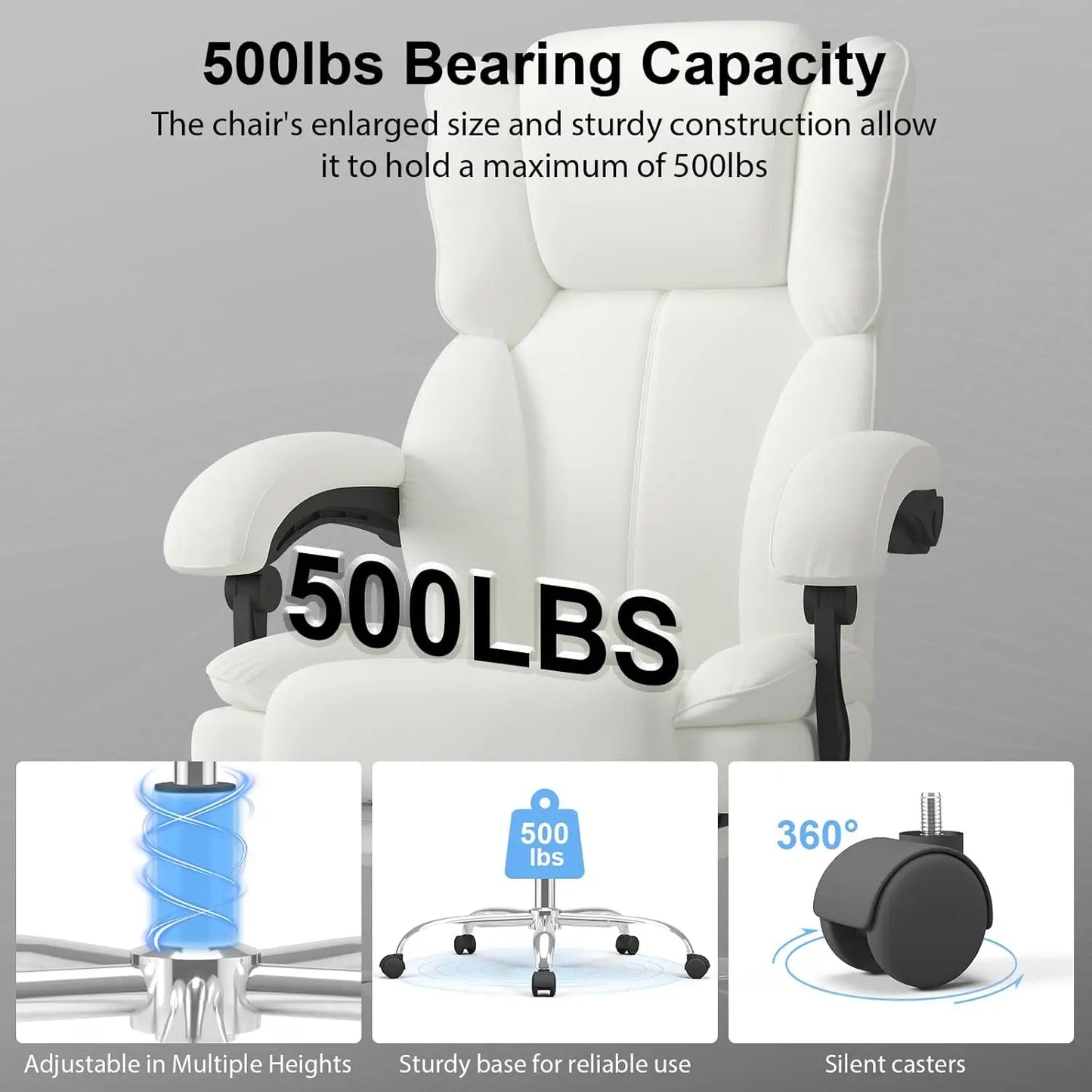 Big And Tall Leather Office Chair With Footrest And Headrest