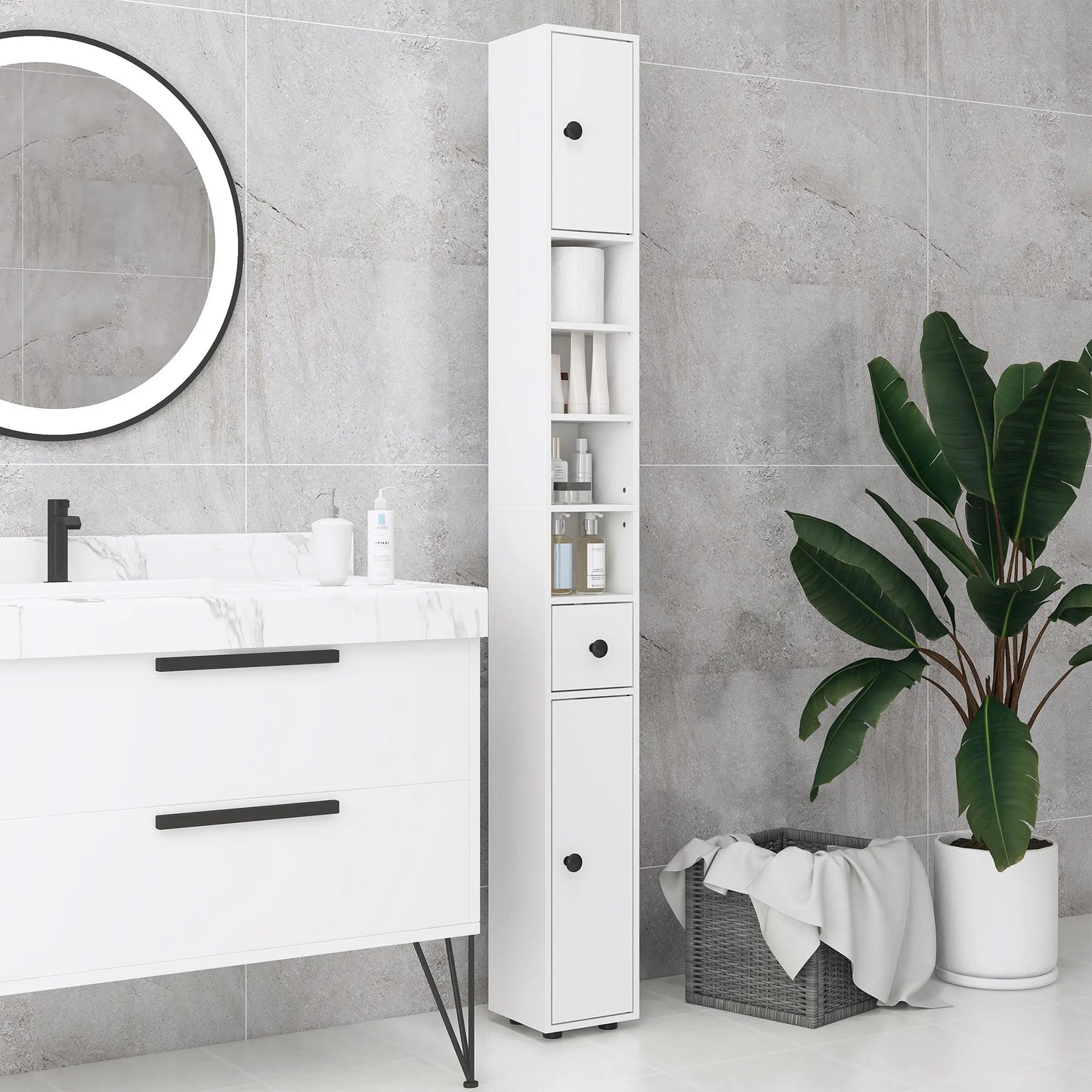 Kleankin Bathroom Storage Cabinet With Open Shelves