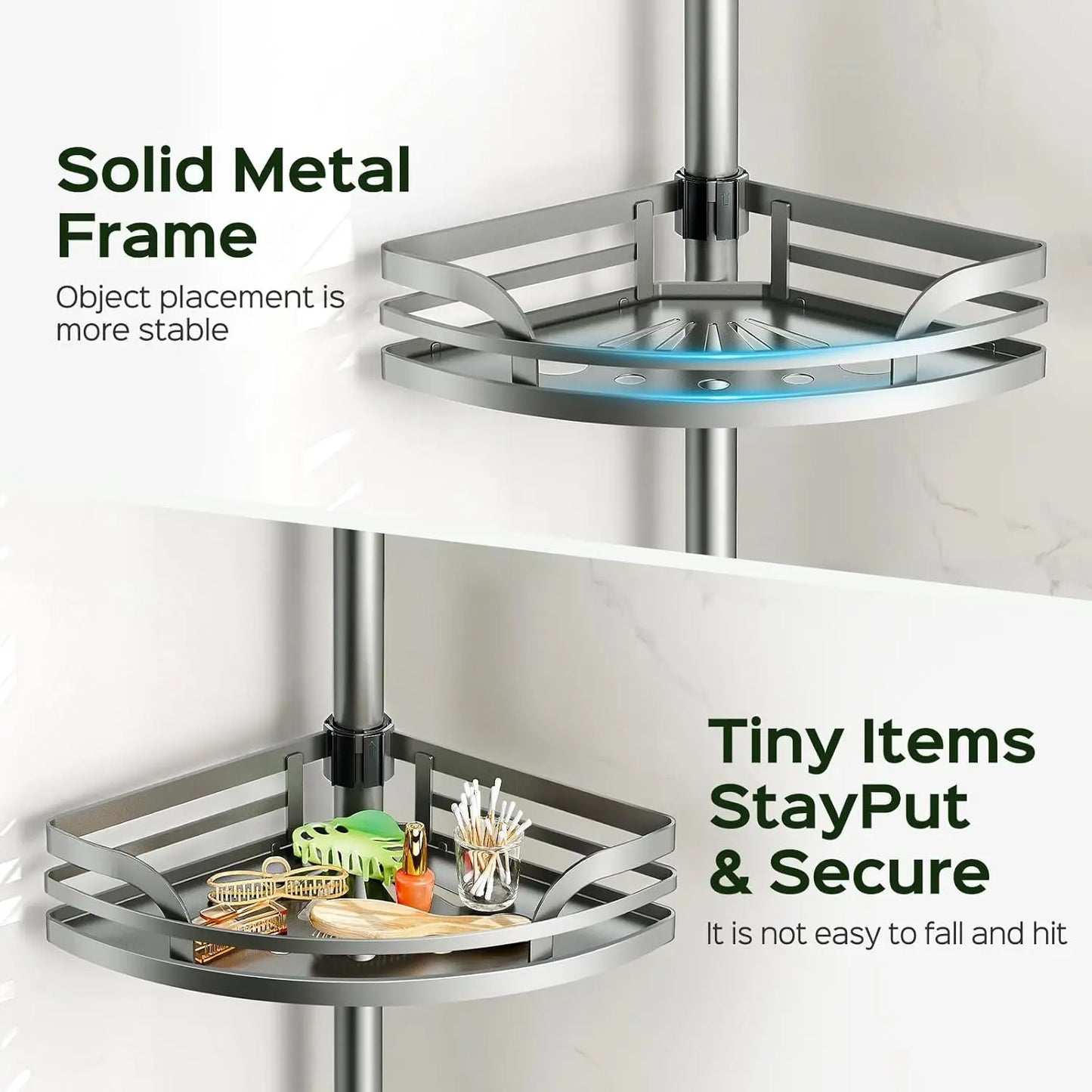 XMSJ Shower Caddy Tension Pole 4 Tier Rustproof Bathroom Organizer