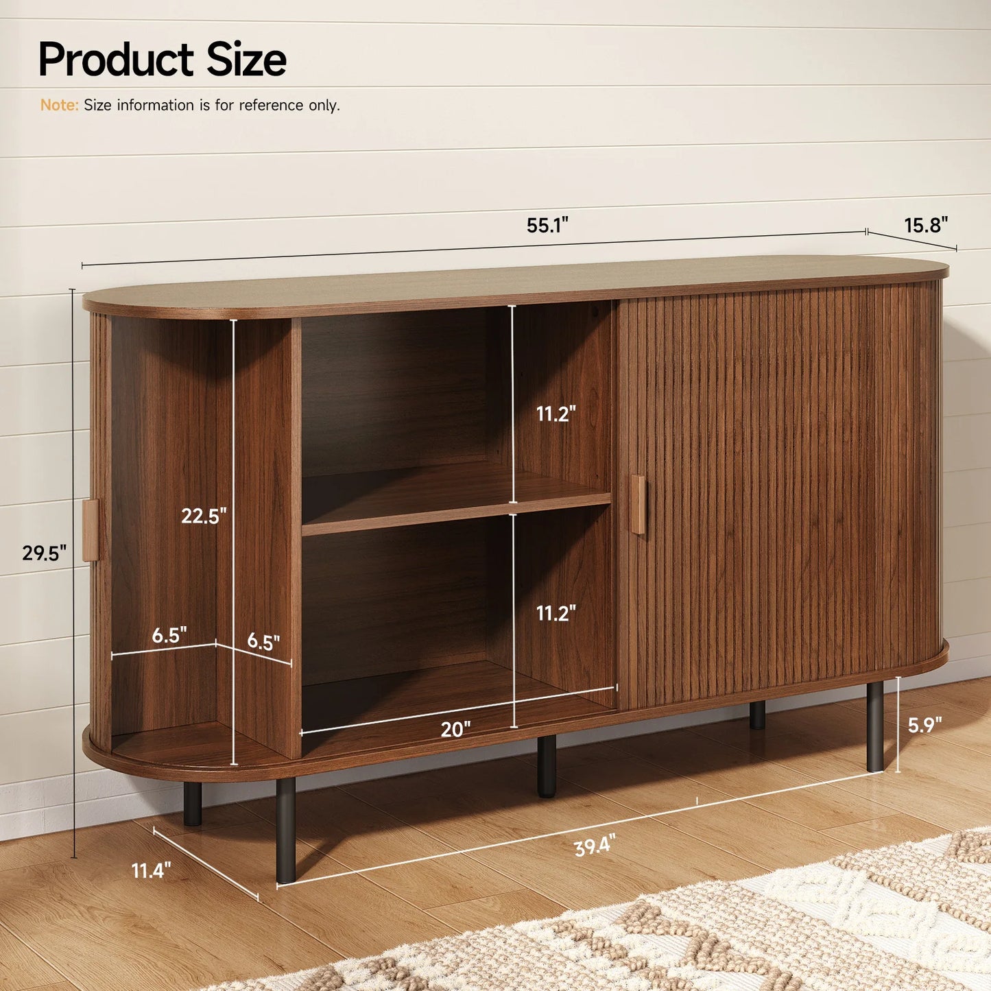 ONBRILL Sideboard Buffet Cabinet With Sliding Door And Adjustable Shelf Storage Unit