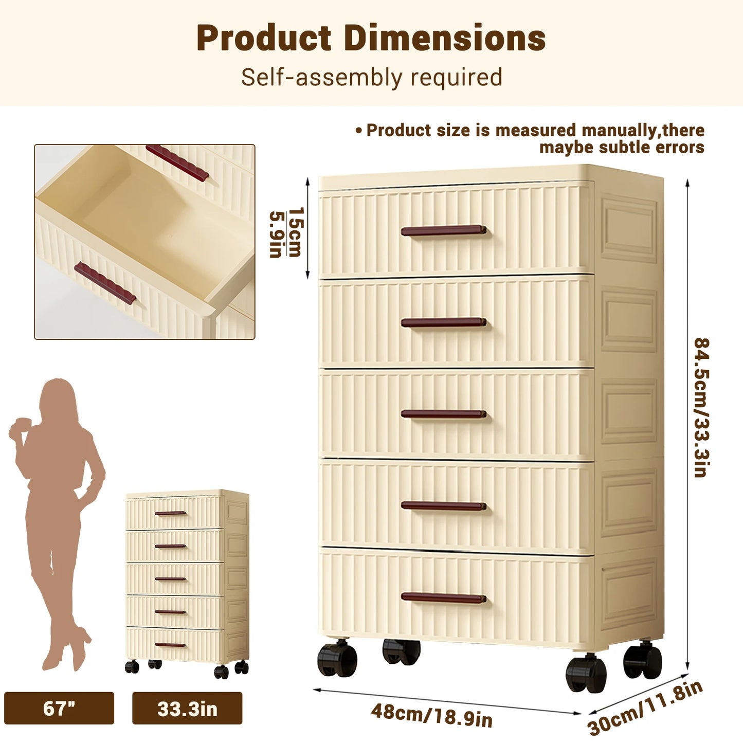 Plastic Drawer Cabinet Storage Cart With Wheels For Bedroom