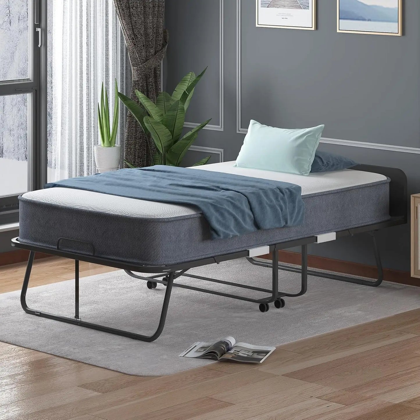 Foldable Adult Rollaway Bed With Mattress And Headboard