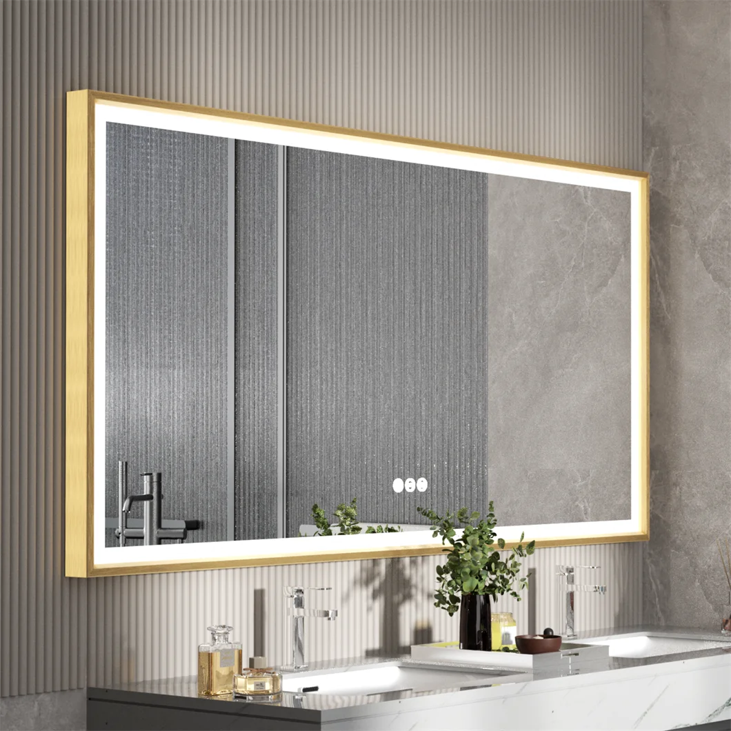 BORWART LED Bathroom Mirror With Aluminum Frame Dimmable Front Light