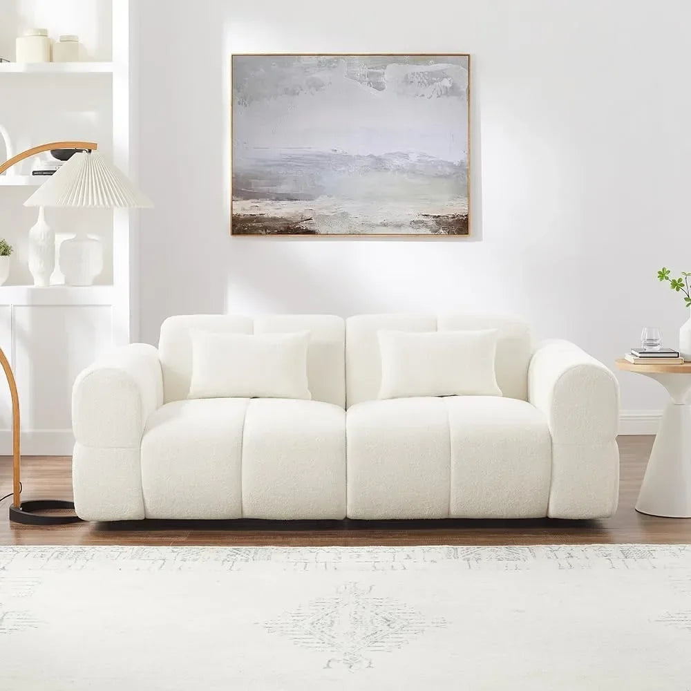 Guangbai Modern Boucle L Shaped Sofa Couch For Living Room
