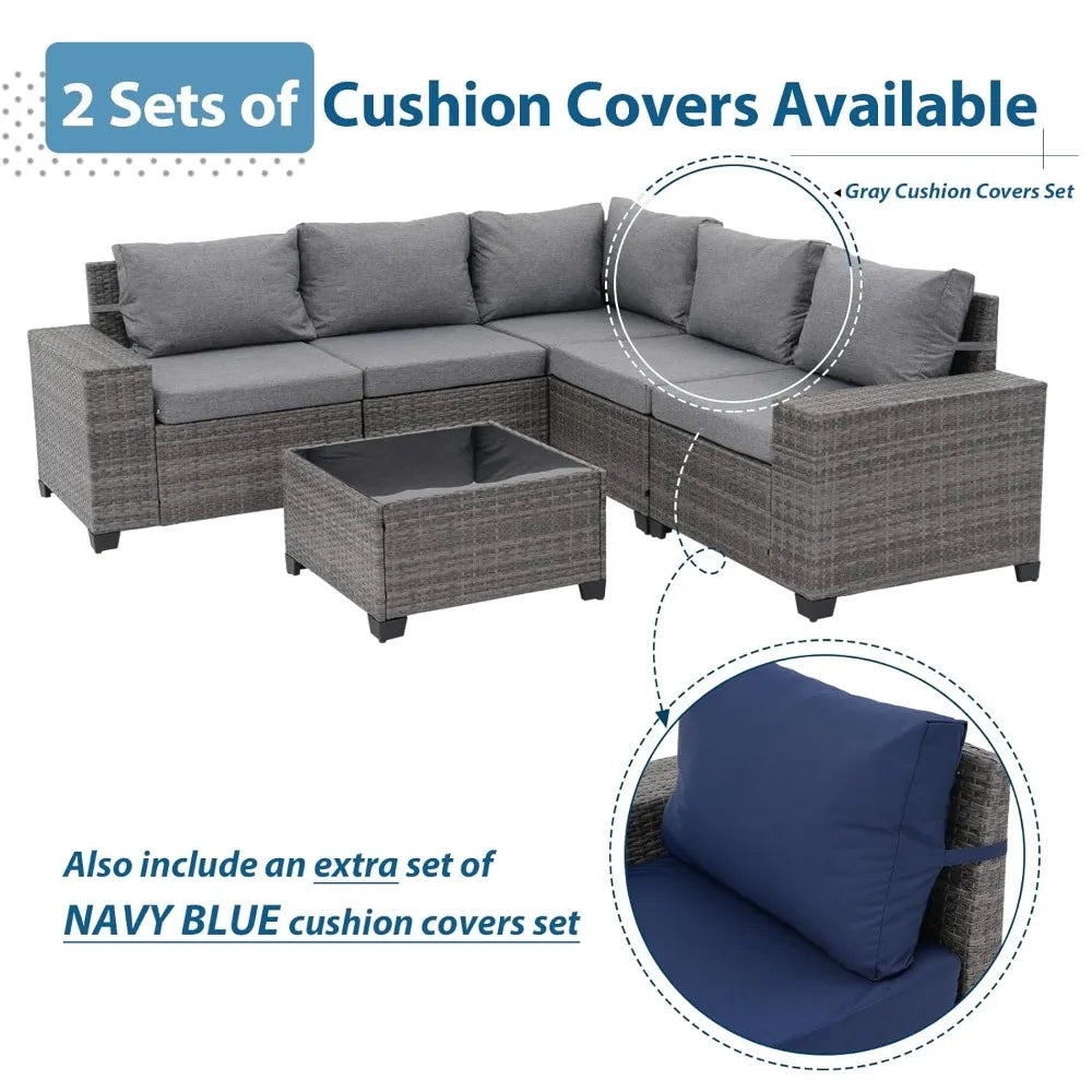 Rattan Outdoor Patio Sofa Set With Coffee Table PE Wicker