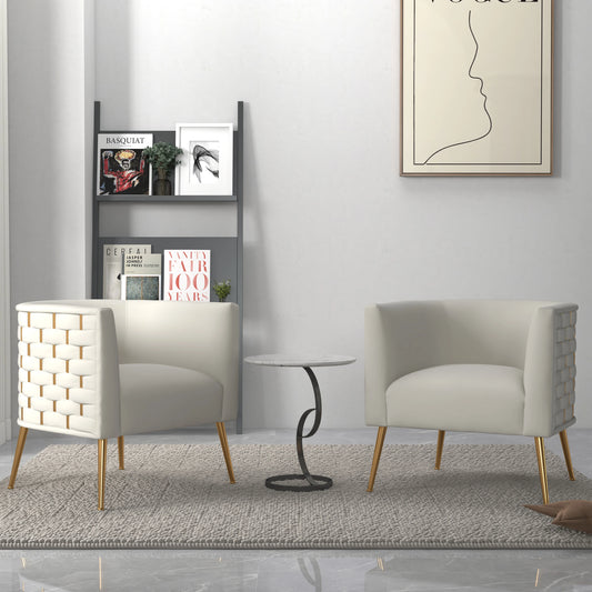 Modern Velvet Round Accent Chairs Set for Living Room