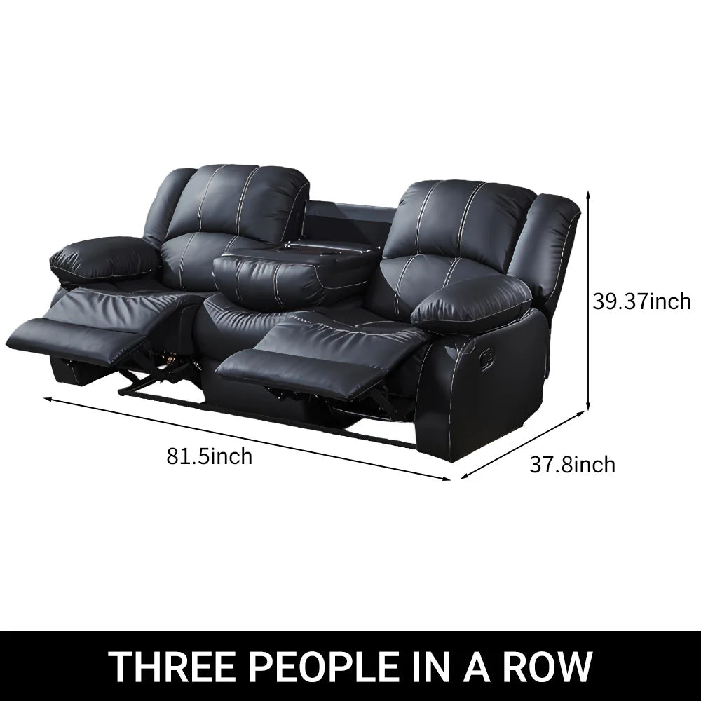 Power Loveseat Recliner Sofa With Storage Console Theater Seating