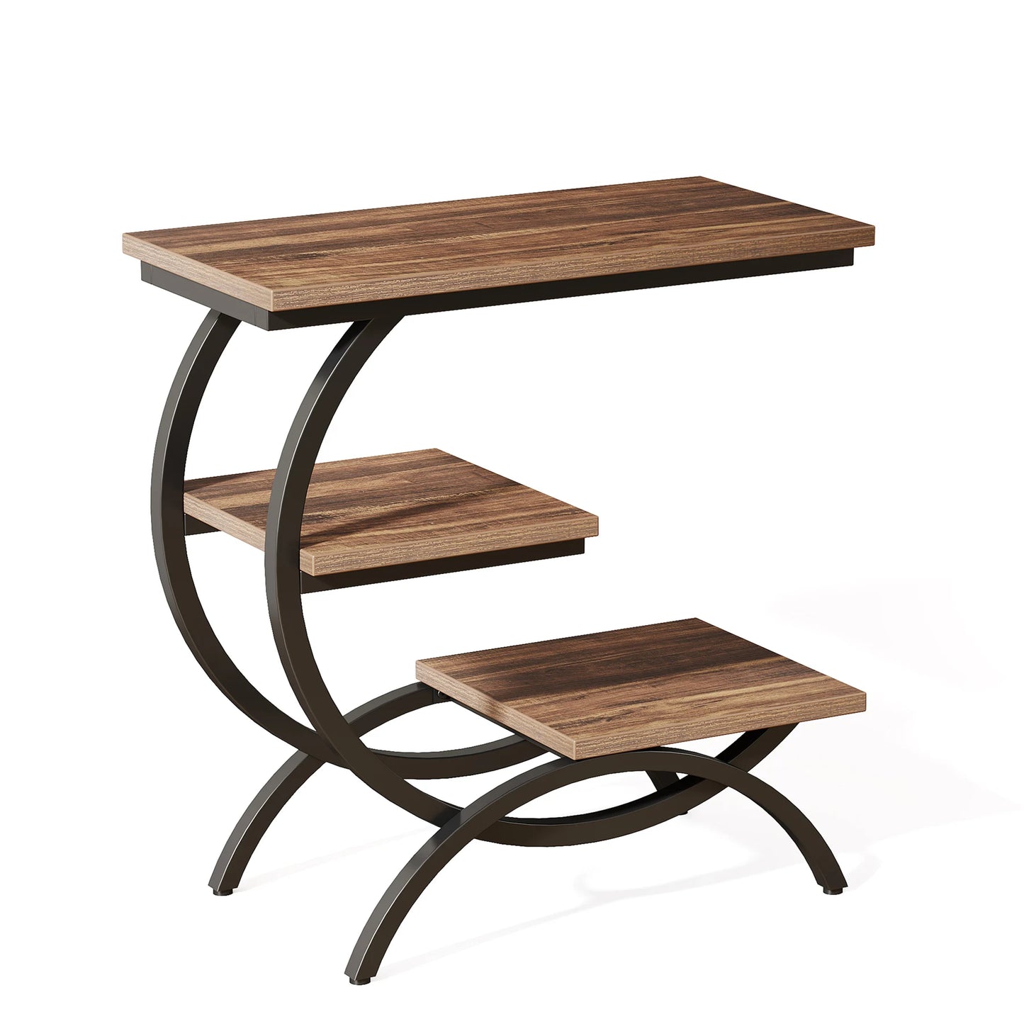 Tribesigns C Shaped End Table With Industrial 3 Tier Storage