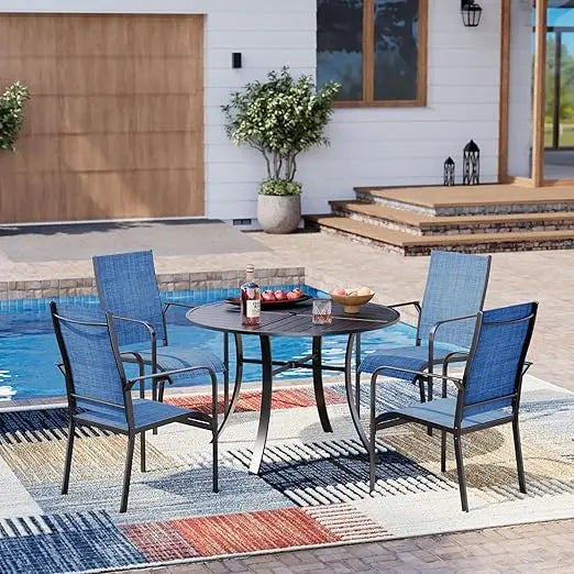 All-Weather Rattan Patio Dining Set With Removable Cushions Umbrella Hole