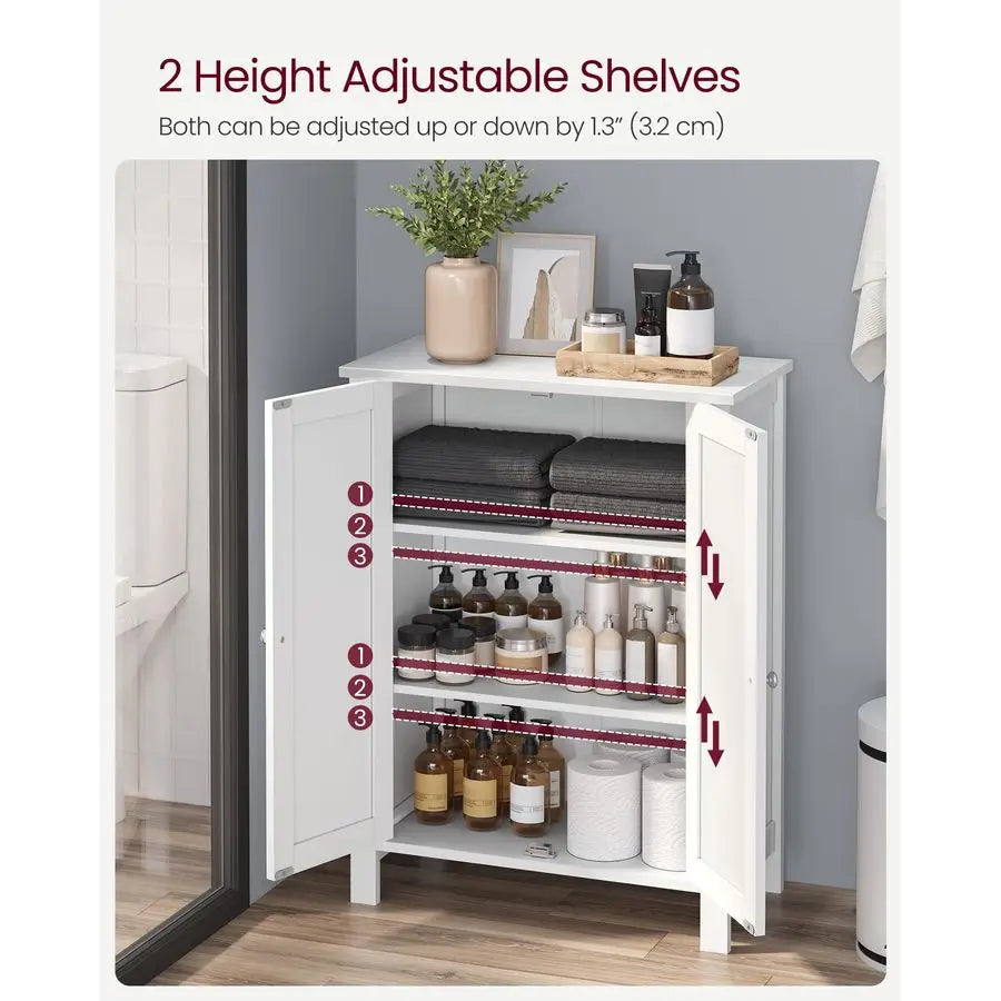 XMSJ Floor Storage Cabinet Freestanding With Two Adjustable Shelves