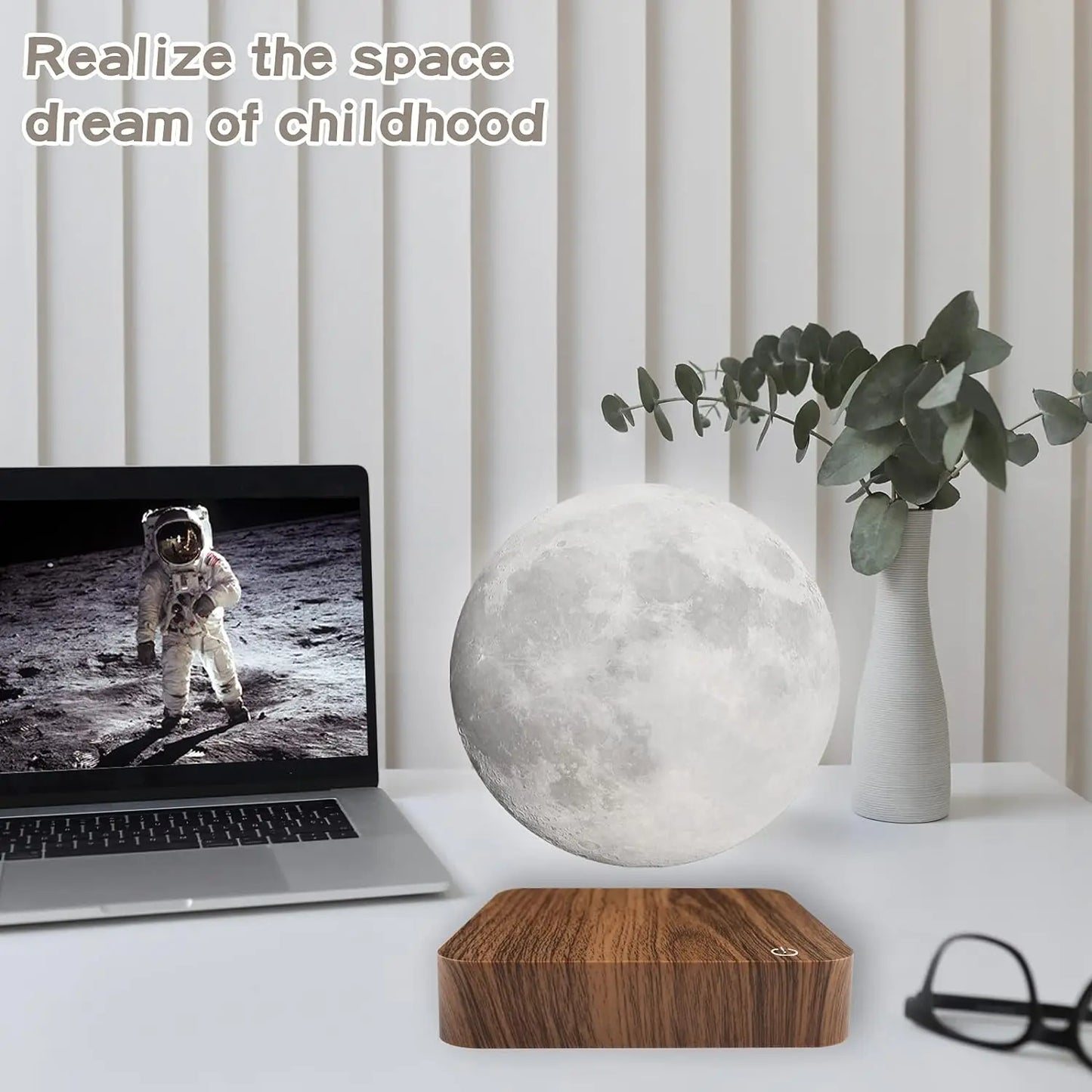 Mexllex Moon Lamp Magnetic Floating Night Light With Wooden Base