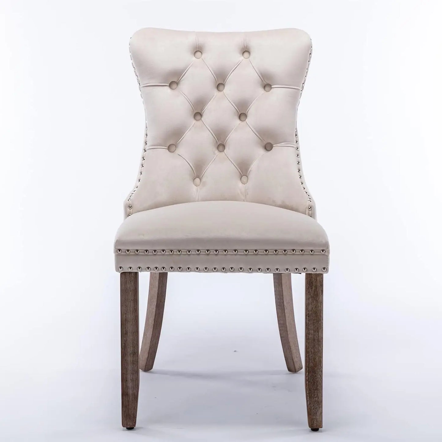 Elegant Velvet Tufted High Back Dining Chair With Wood Legs