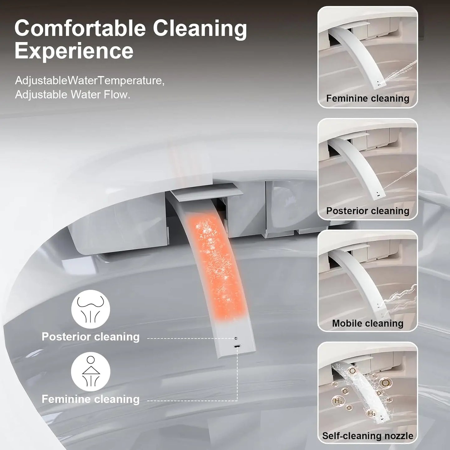 Smart Toilet With Bidet Built In Auto Flush Elongated