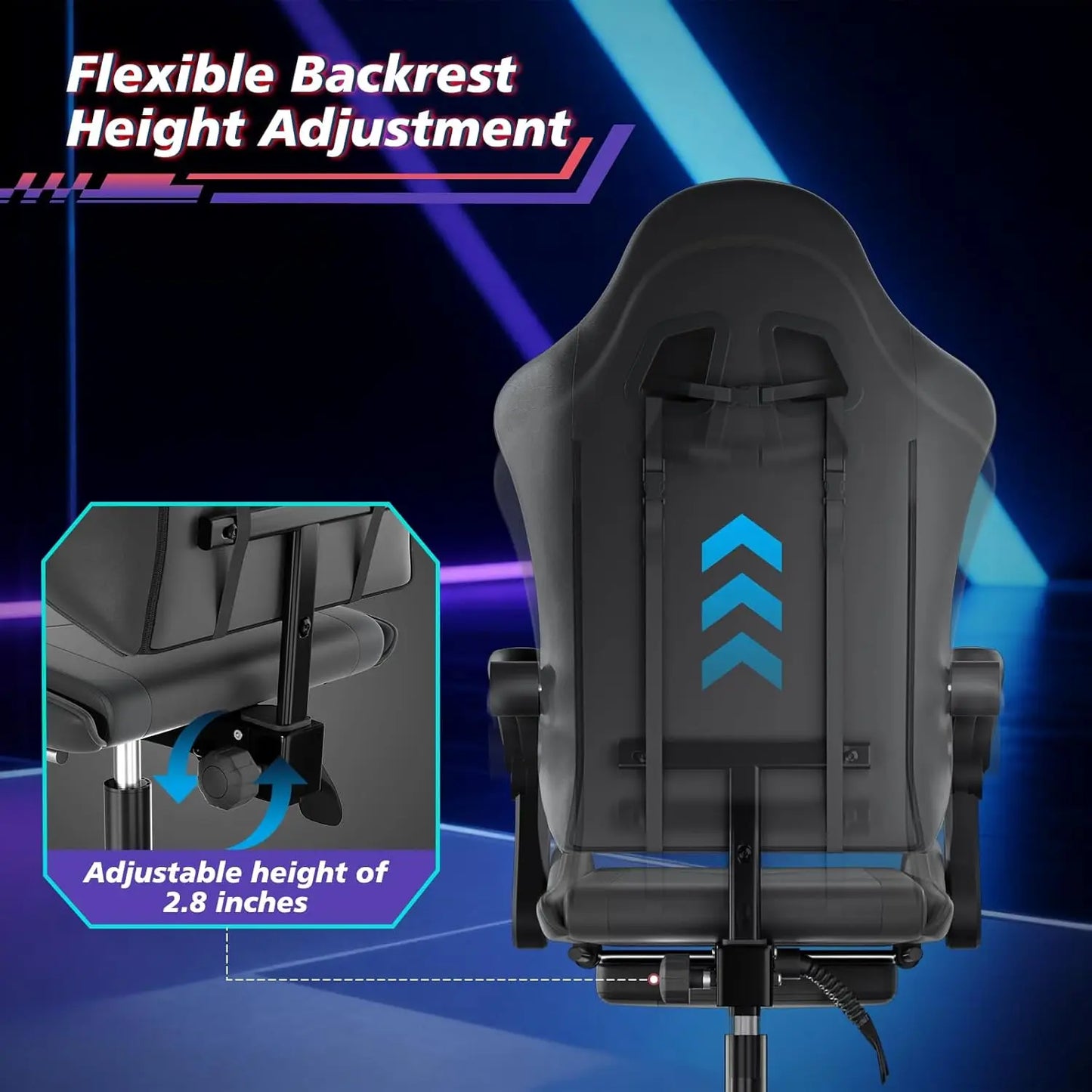 Ergonomic Gaming Chair for Adults with Footrest and Headrest