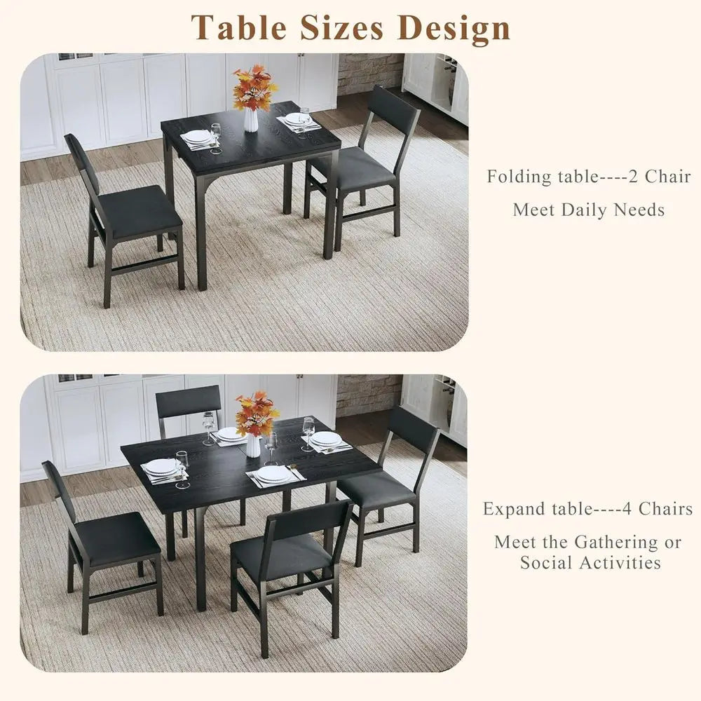 Extendable Dining Set For Four With Cushioned Chairs