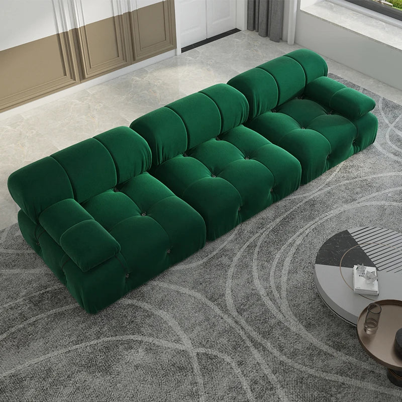 Sdorens Minimalist U Shaped Modular Velvet Sectional Sofa Convertible Living Room Set