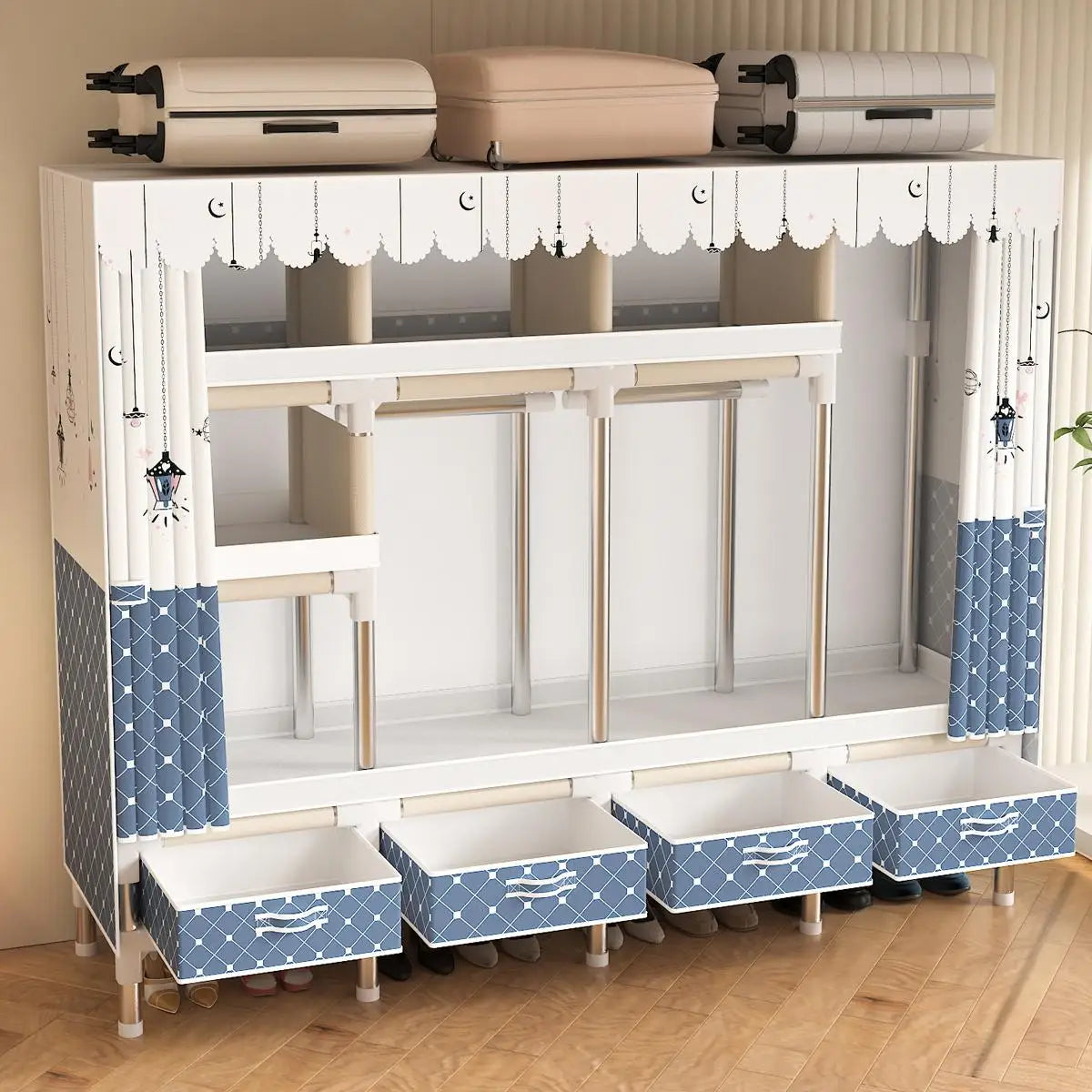 ArluKin Minimalist Walk In Wardrobe With Drawers And Dust Cover