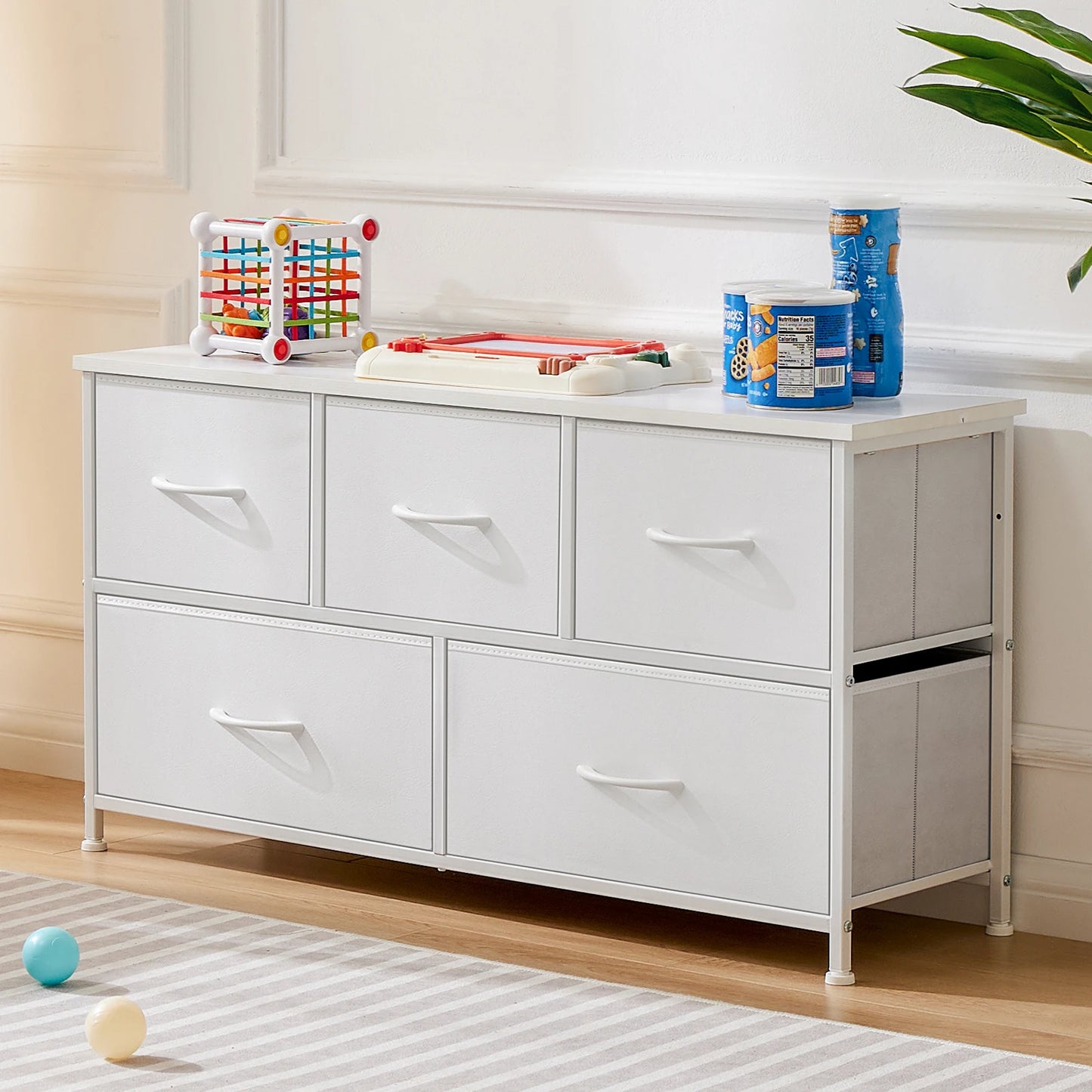 JHK Multifunction Wardrobe Chest With Fabric Drawers For Bedroom Storage