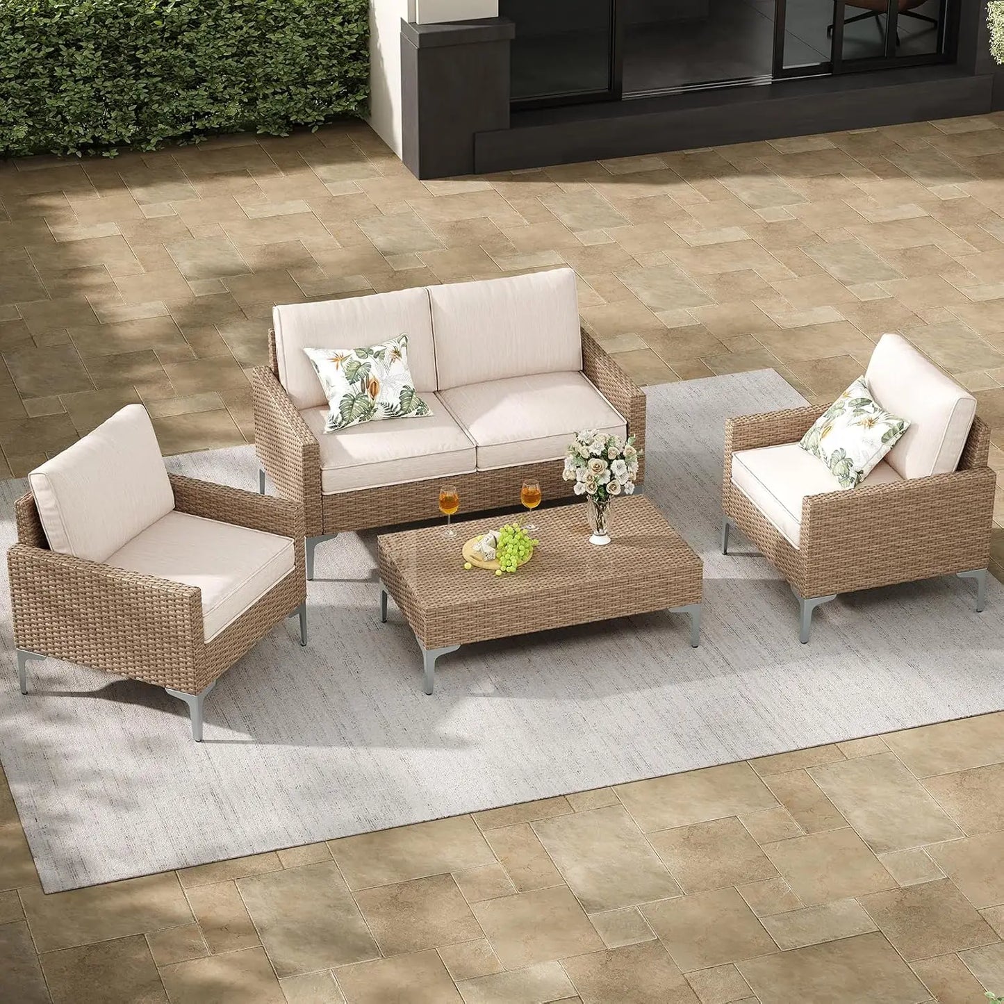Outdoor Sectional Sofa Set All Weather Wicker Patio Furniture