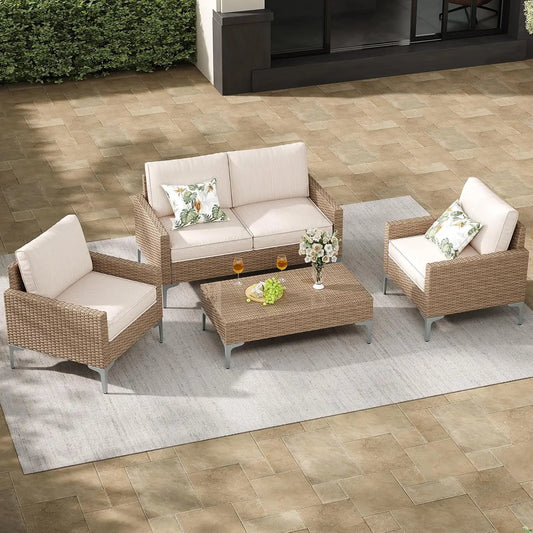 Outdoor Sectional Sofa Set All Weather Wicker Patio Furniture