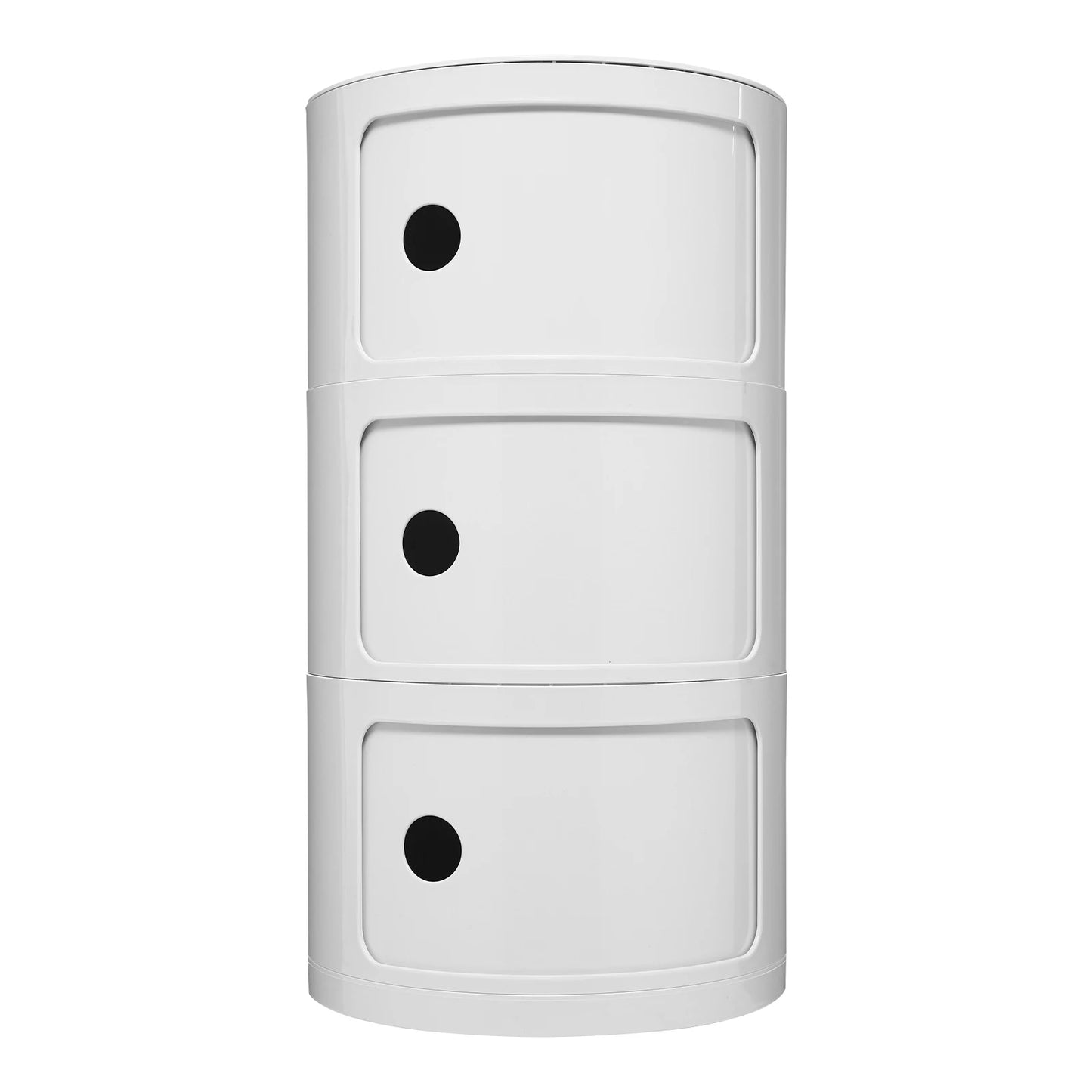 NONECN Round Bedside Cabinet With 3 Drawers Nightstand