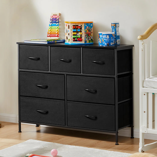 JHK Dresser With 7 Fabric Drawers Storage Cabinet For Bedroom Living Room Organization