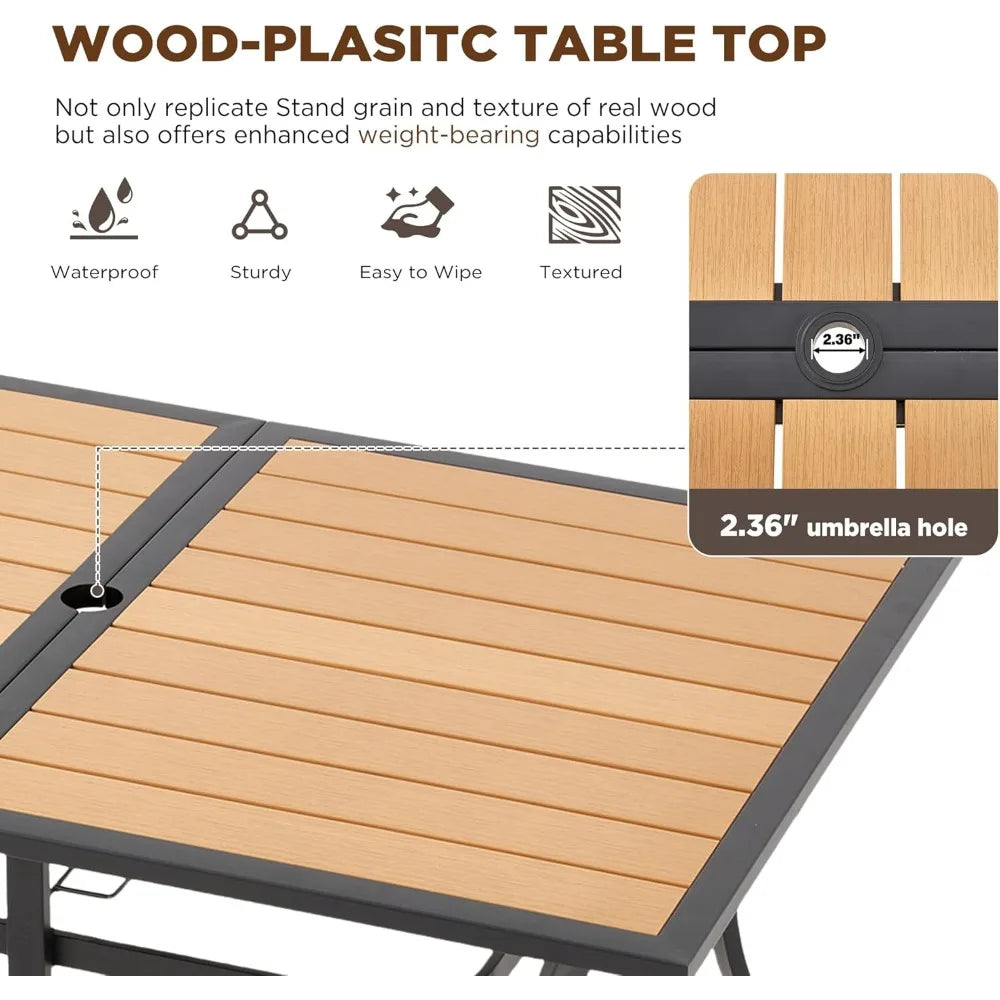 All-Weather Rattan Patio Dining Set With Removable Cushions Umbrella Hole