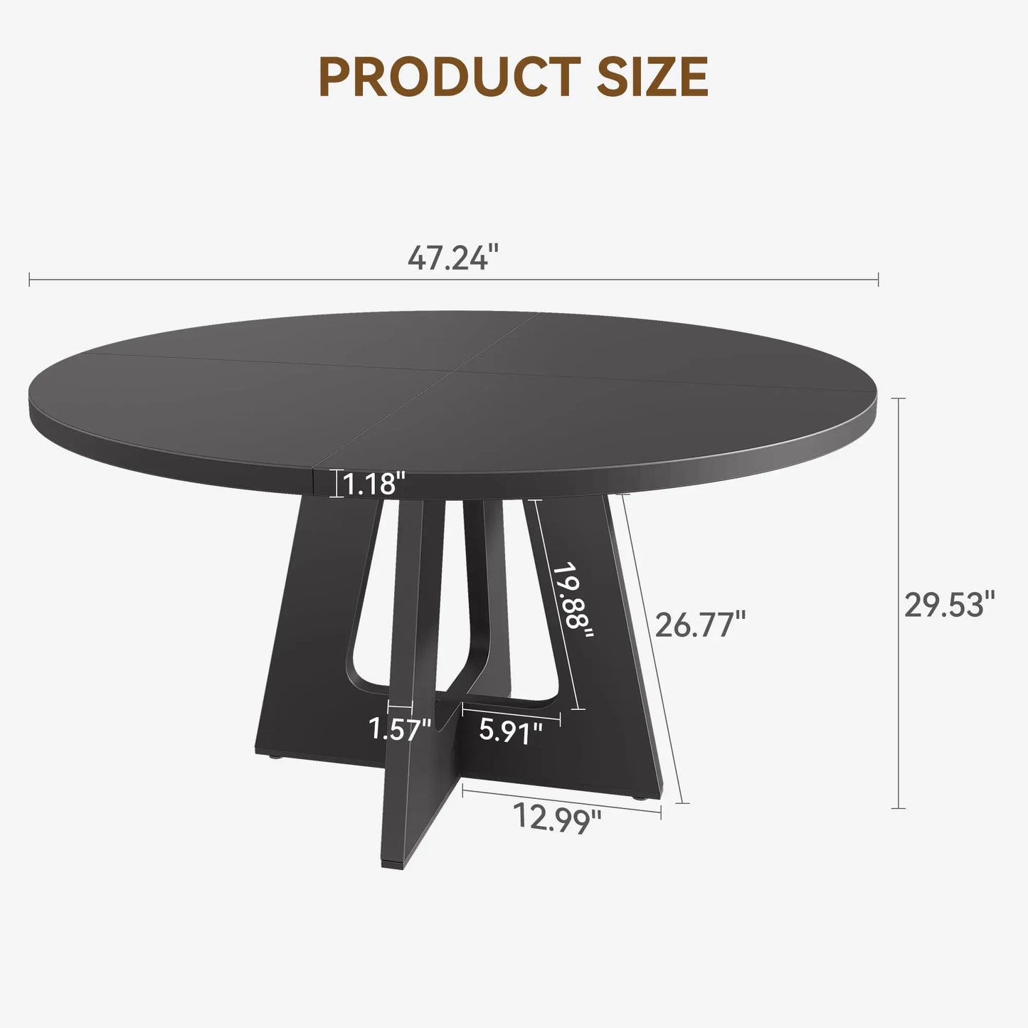 Farmhouse Round Wooden Dining Table For Home Dining Room