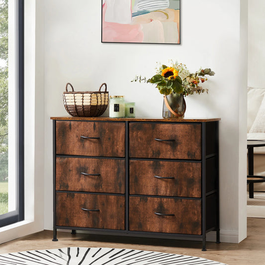 JHK Fabric Cabinet With Six Compartments For Living Room Storage