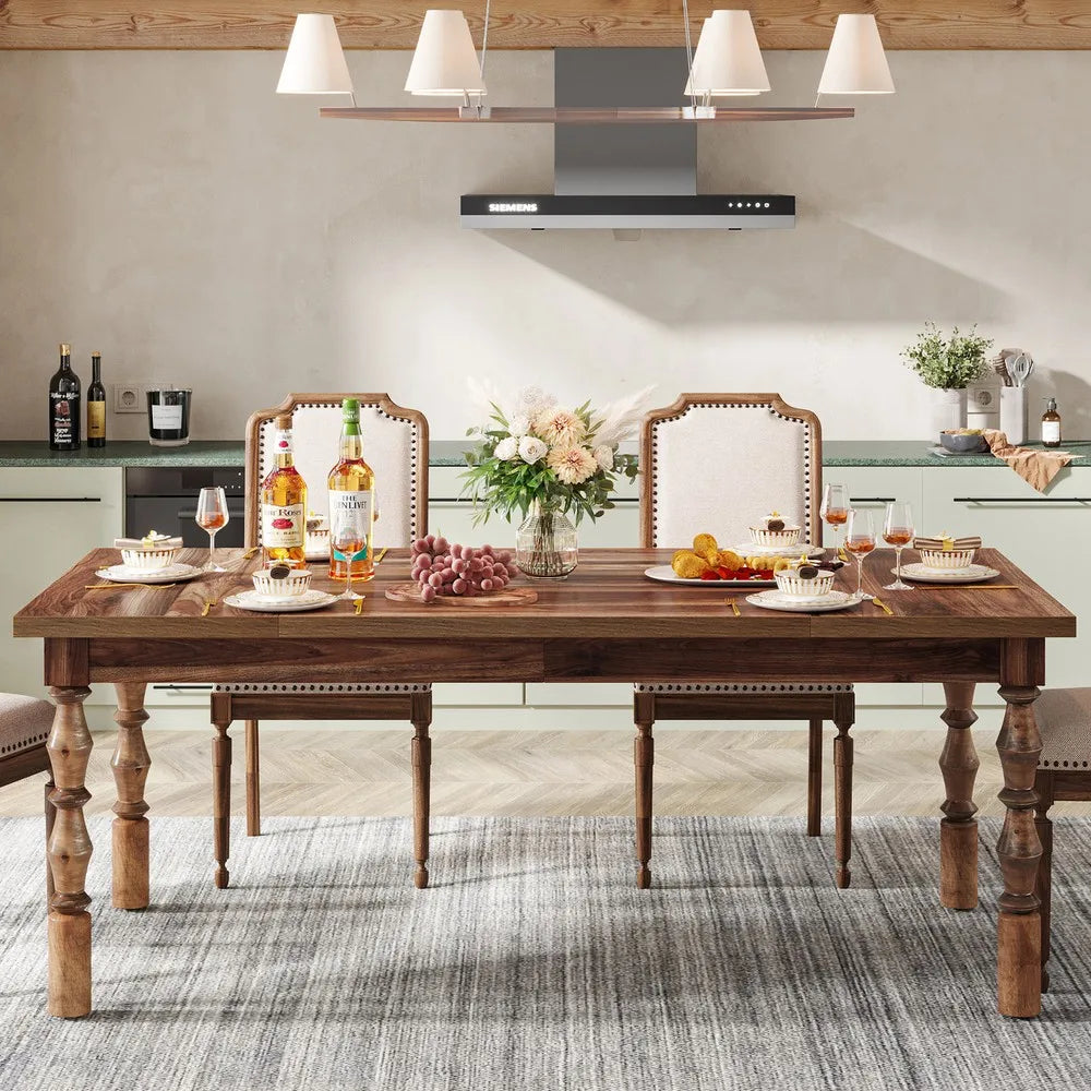 Farmhouse Wood Dining Table For 4 To 6 People