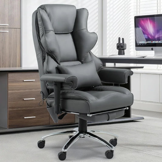 Ergonomic Heated Office Chair With Reclining High Back Leather