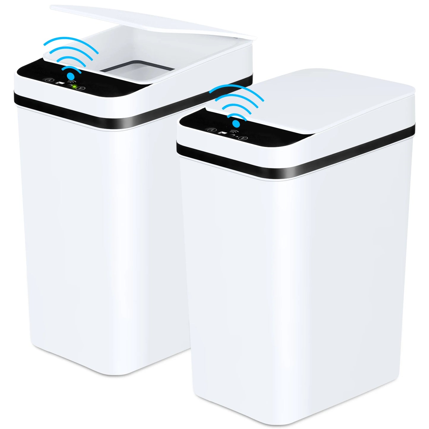 NONECN 2 Pack Touchless Motion Sensor Slim Trash Cans Lid