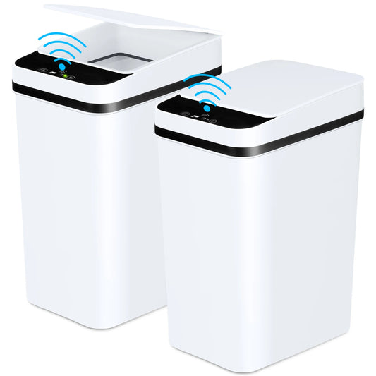 NONECN 2 Pack Touchless Motion Sensor Slim Trash Cans Lid