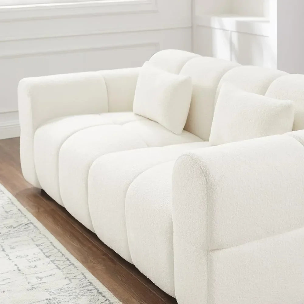 Guangbai Modern Boucle L Shaped Sofa Couch For Living Room