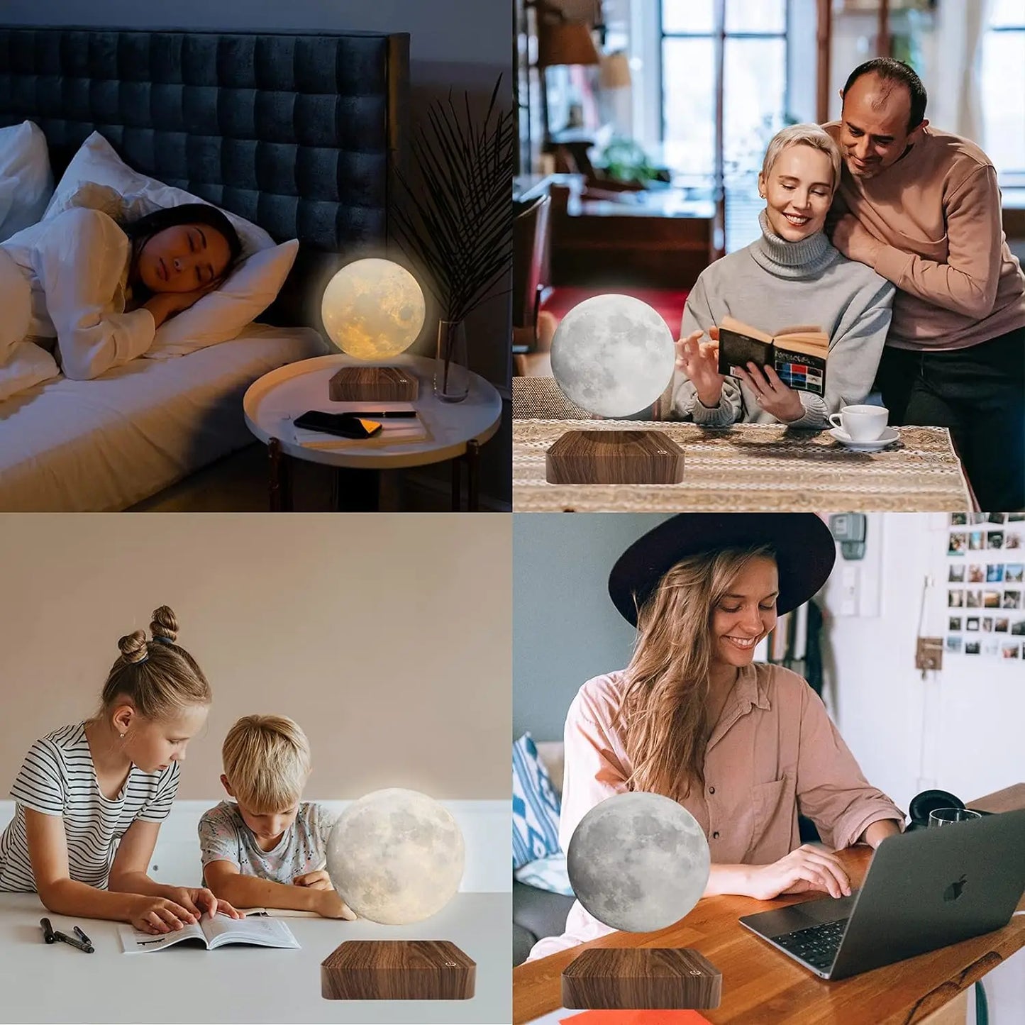 Mexllex Moon Lamp Magnetic Floating Night Light With Wooden Base