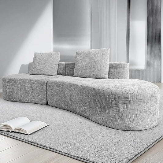 YQXH Curved Half Moon Sectional Sofa Bed With Metal Frame And 2 Pillows 4 Seaters