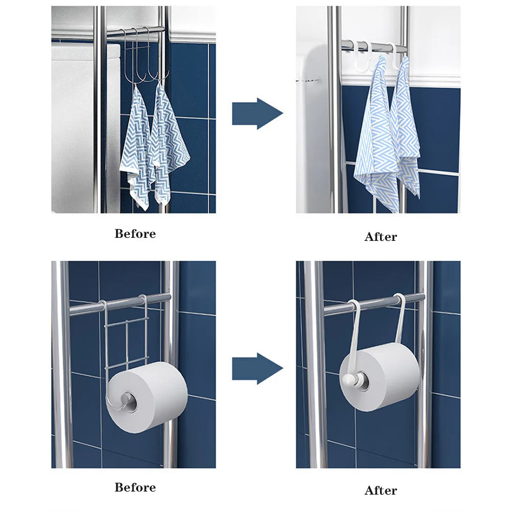 Metal Over Toilet Storage Rack With Removable Towel Hooks