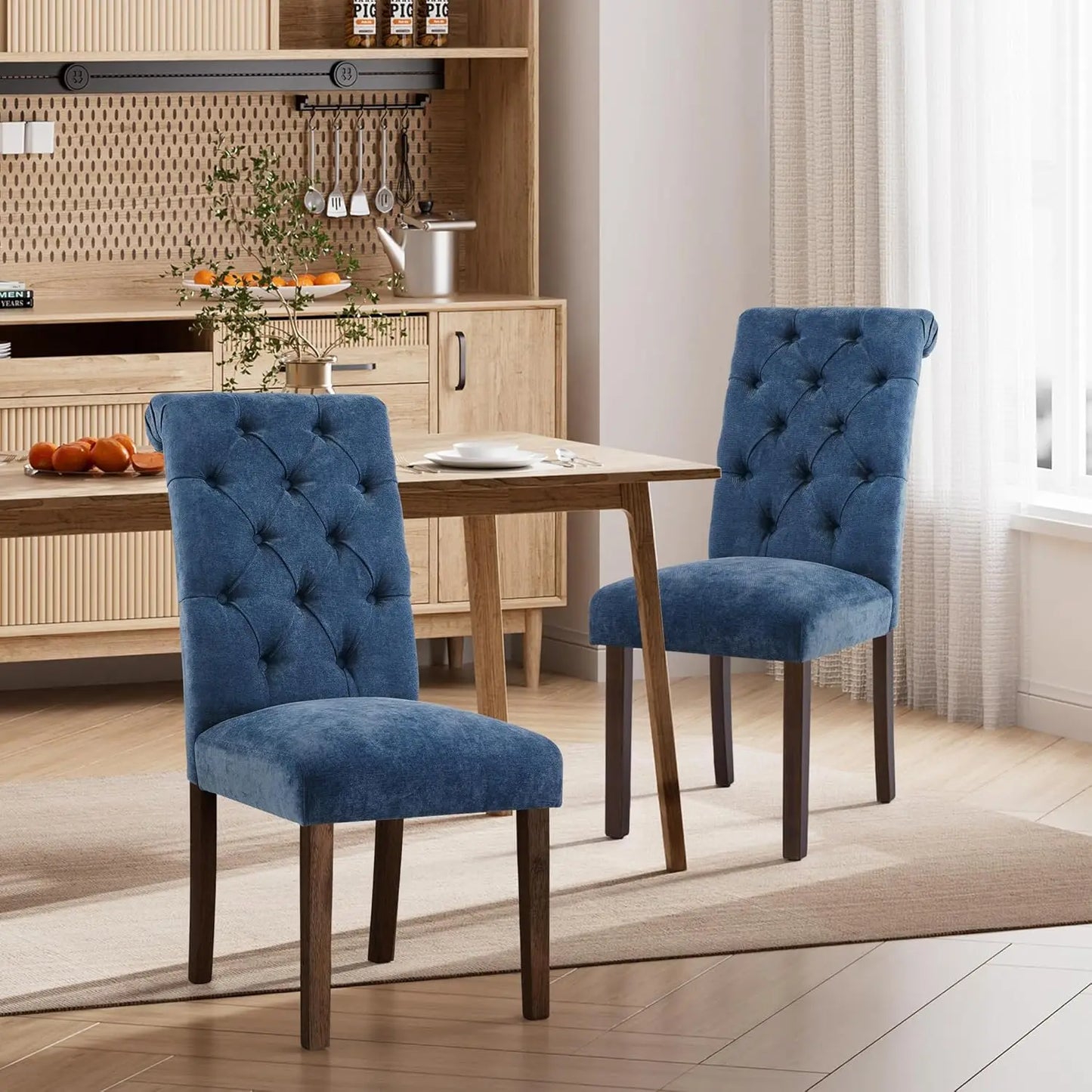 MOYU Dining Chairs Tufted Parsons Upholstered With Solid Wood Legs